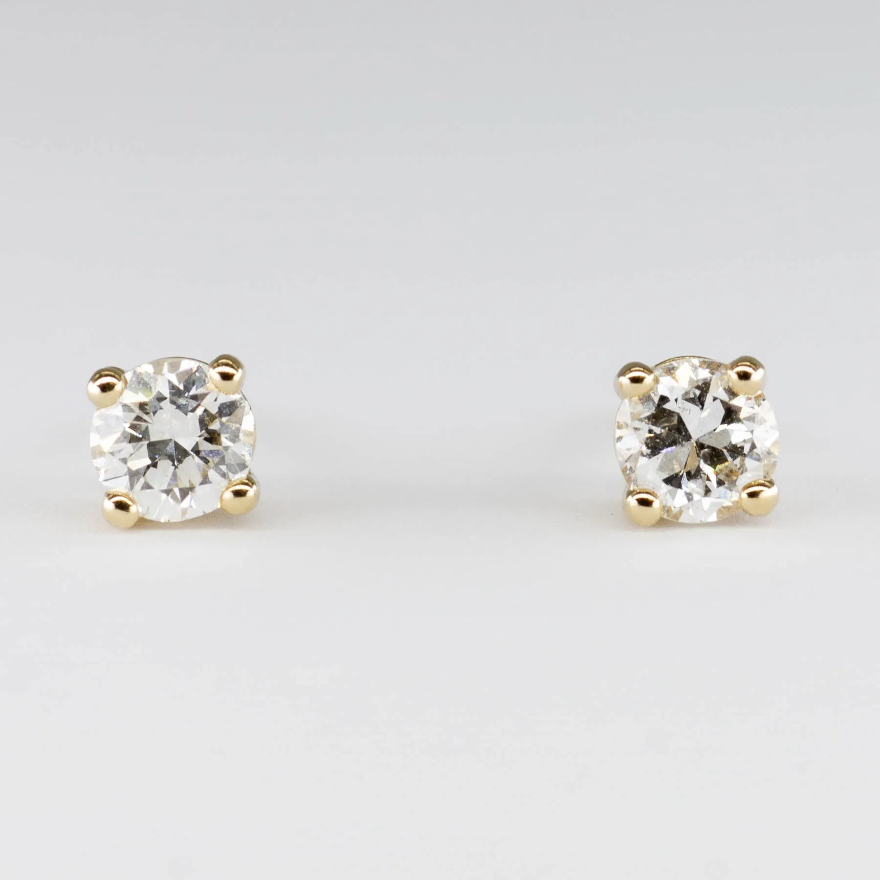 '100 Ways' Antique Transitional Cut Yellow Gold Diamond Studs | 0.58 ctw SI2 H |