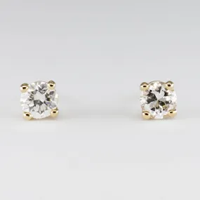 '100 Ways' Antique Transitional Cut Yellow Gold Diamond Studs | 0.58 ctw SI2 H |