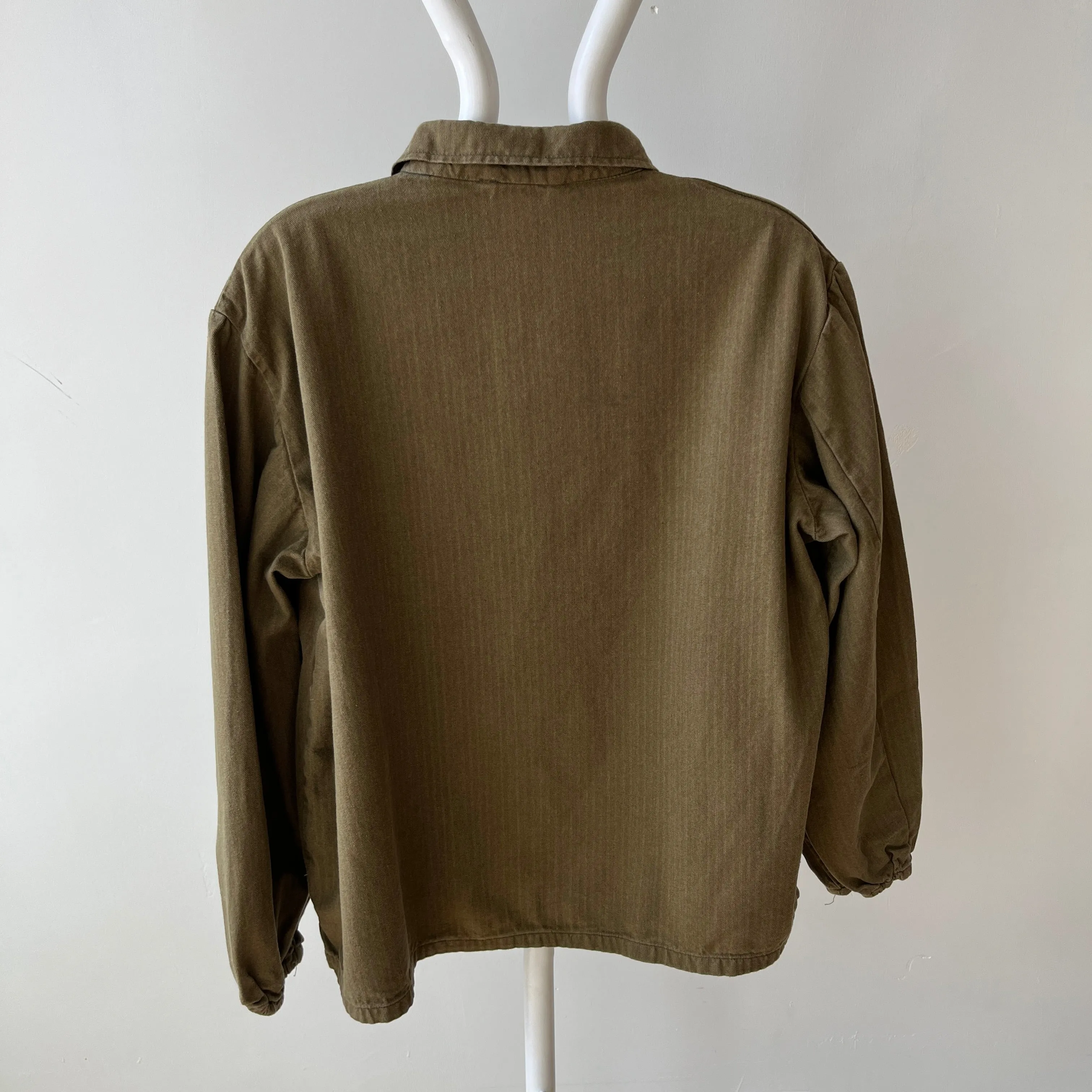 1970s HBT Olive Green Cotton Pullover Top with a Single Button