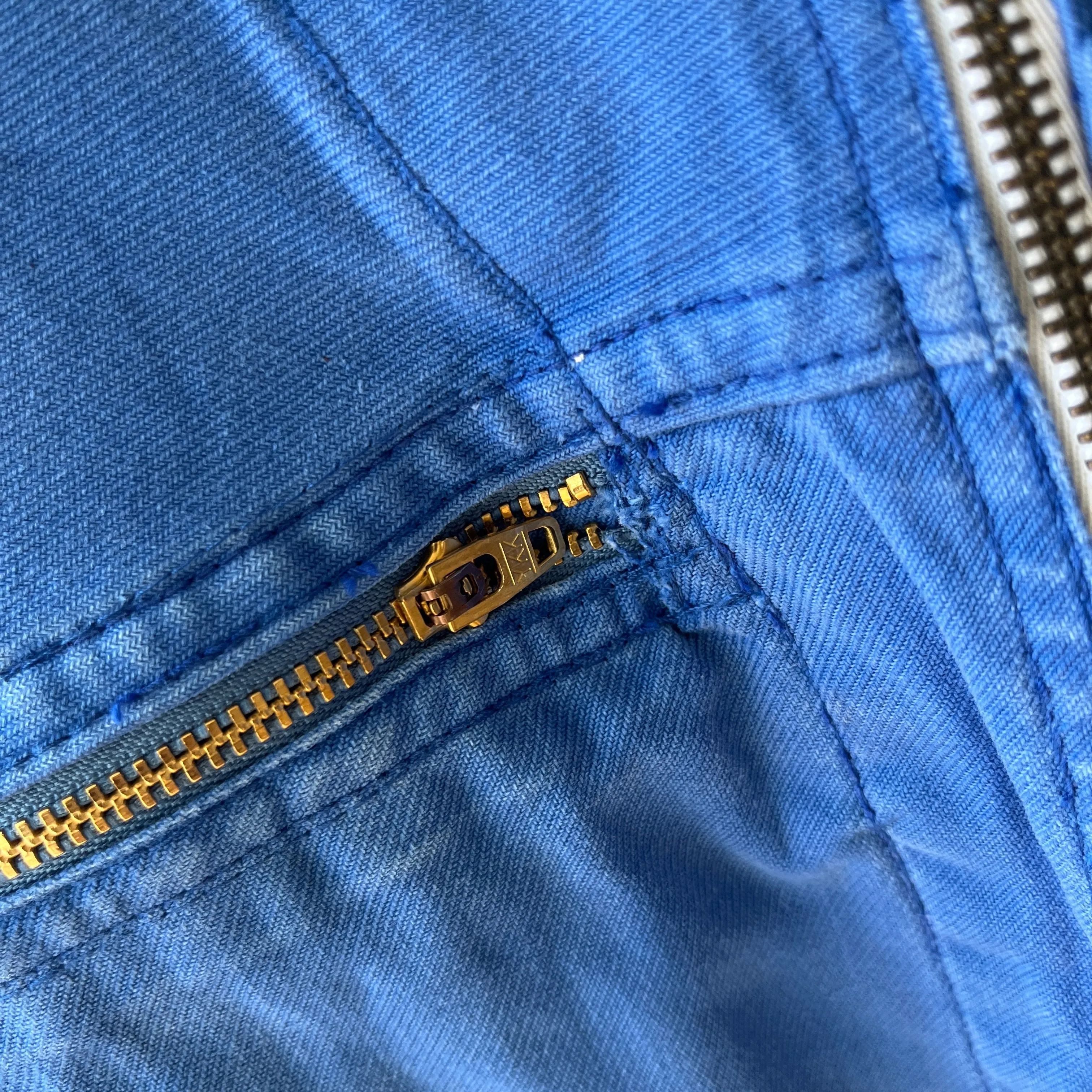 1970s Rare Aldophe Laporte Drop Shoulder Chore Coat with Mending and Replaced Zip