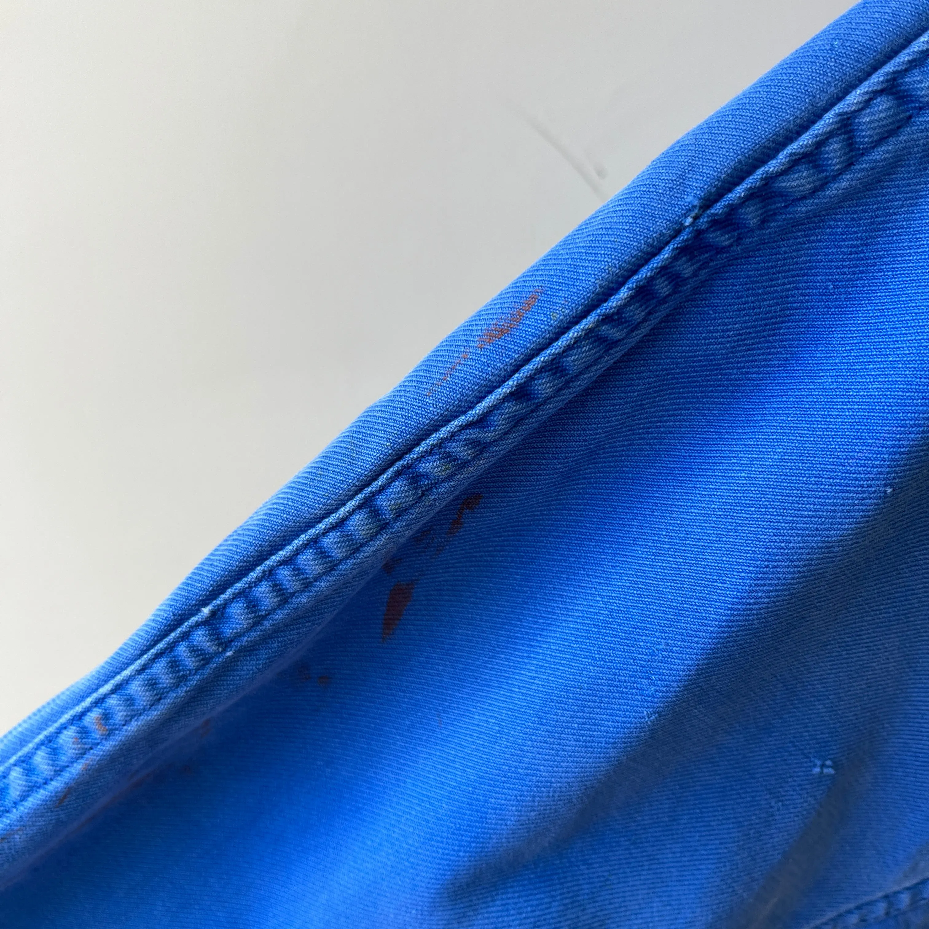 1970s Rare Aldophe Laporte Drop Shoulder Chore Coat with Mending and Replaced Zip