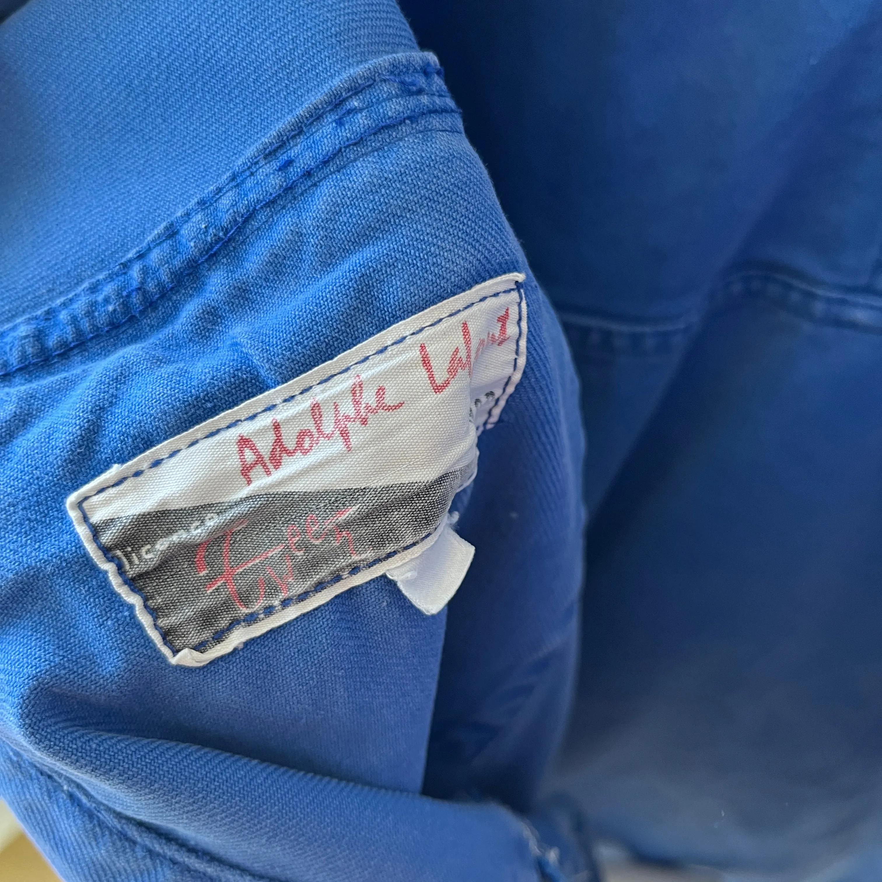 1970s Rare Aldophe Laporte Drop Shoulder Chore Coat with Mending and Replaced Zip