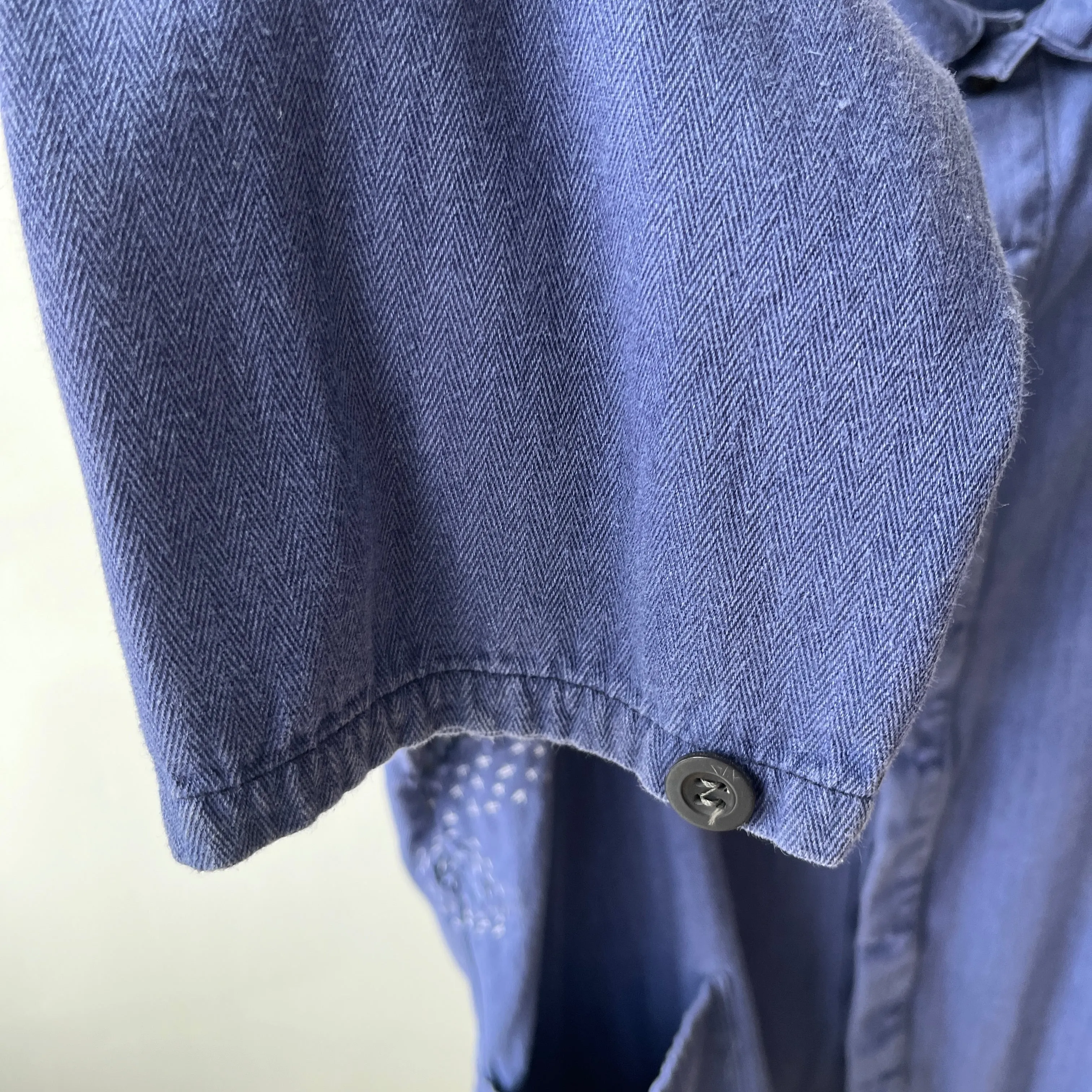 1980/90s Herringbone Twill Sashiko Mended Soft and Slouchy Chore Coat