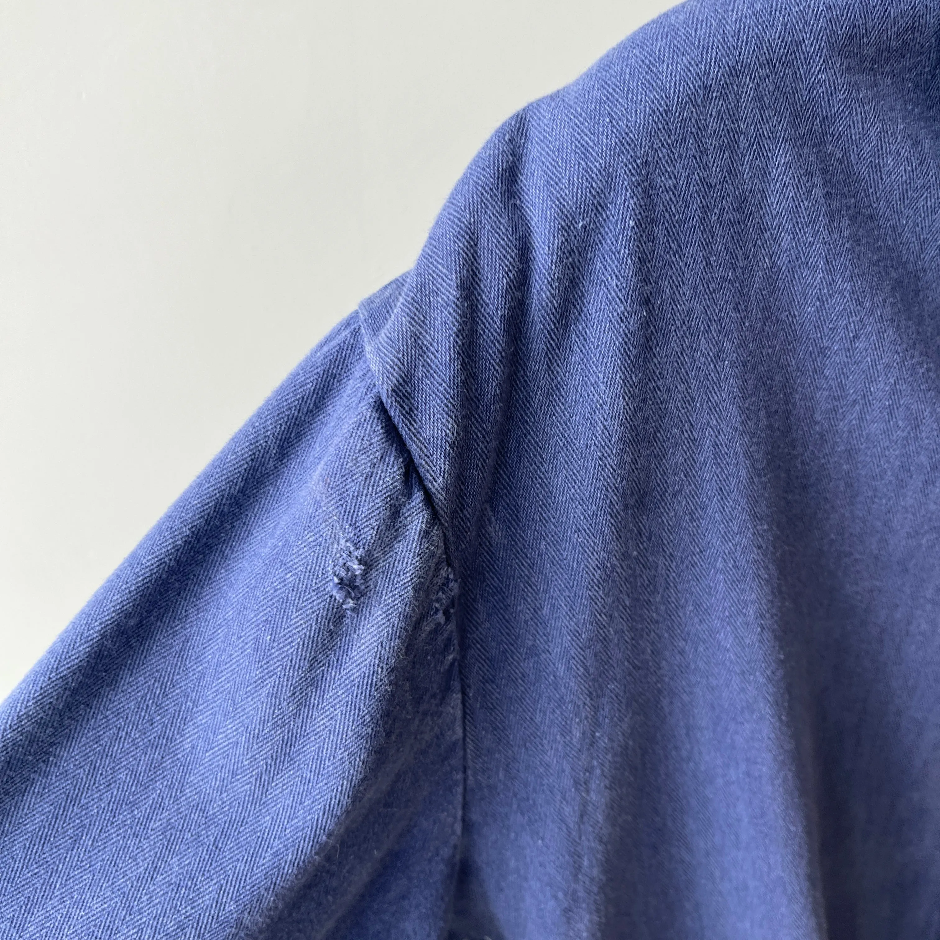 1980/90s Herringbone Twill Sashiko Mended Soft and Slouchy Chore Coat