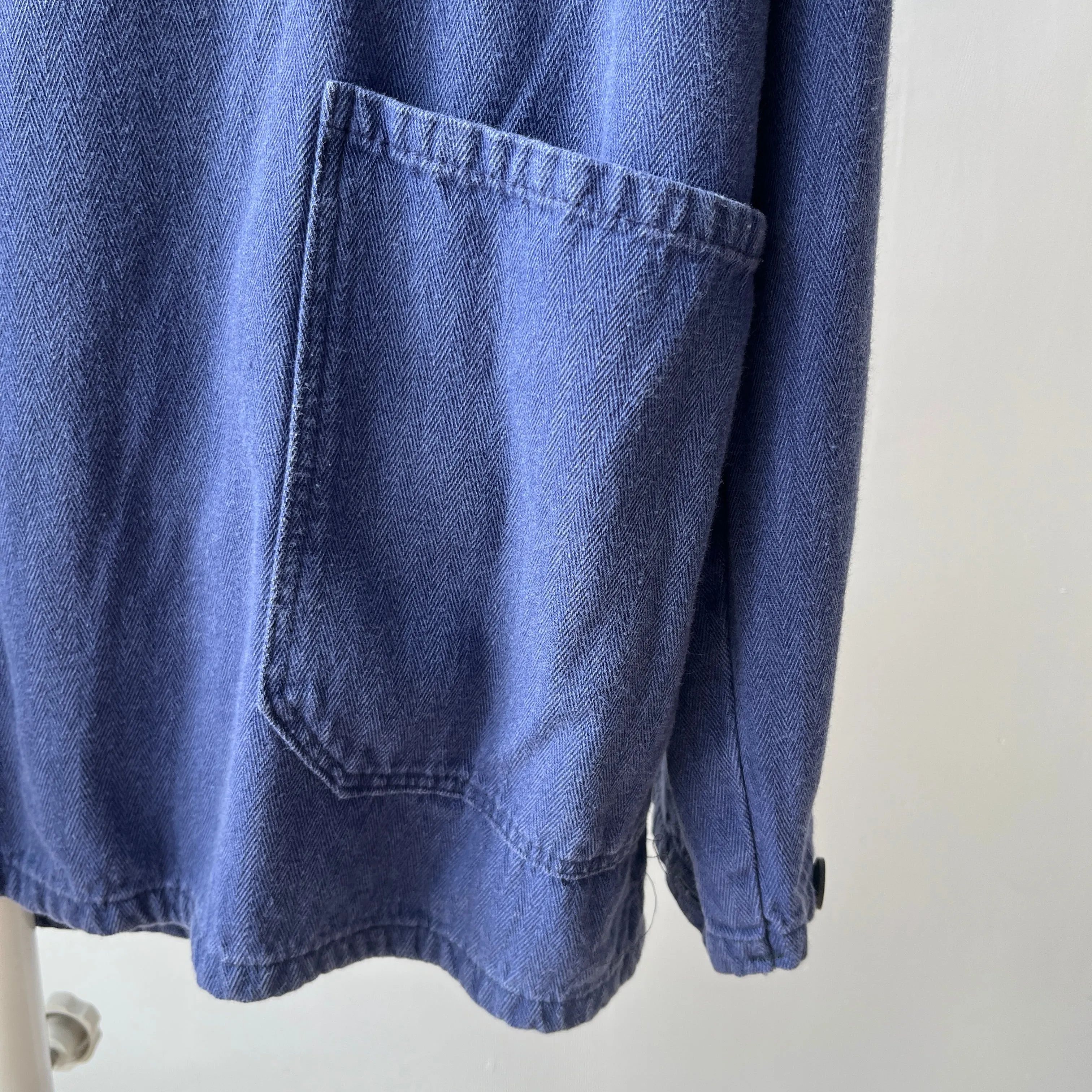 1980/90s Herringbone Twill Sashiko Mended Soft and Slouchy Chore Coat