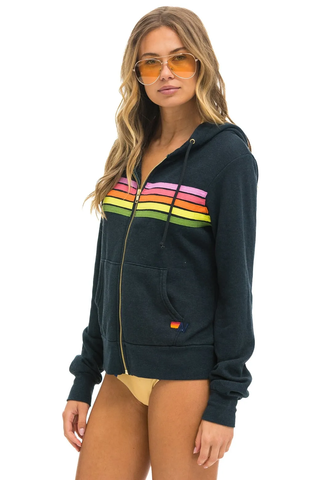 5 STRIPE HOODIE - CHARCOAL // PINK // GREEN