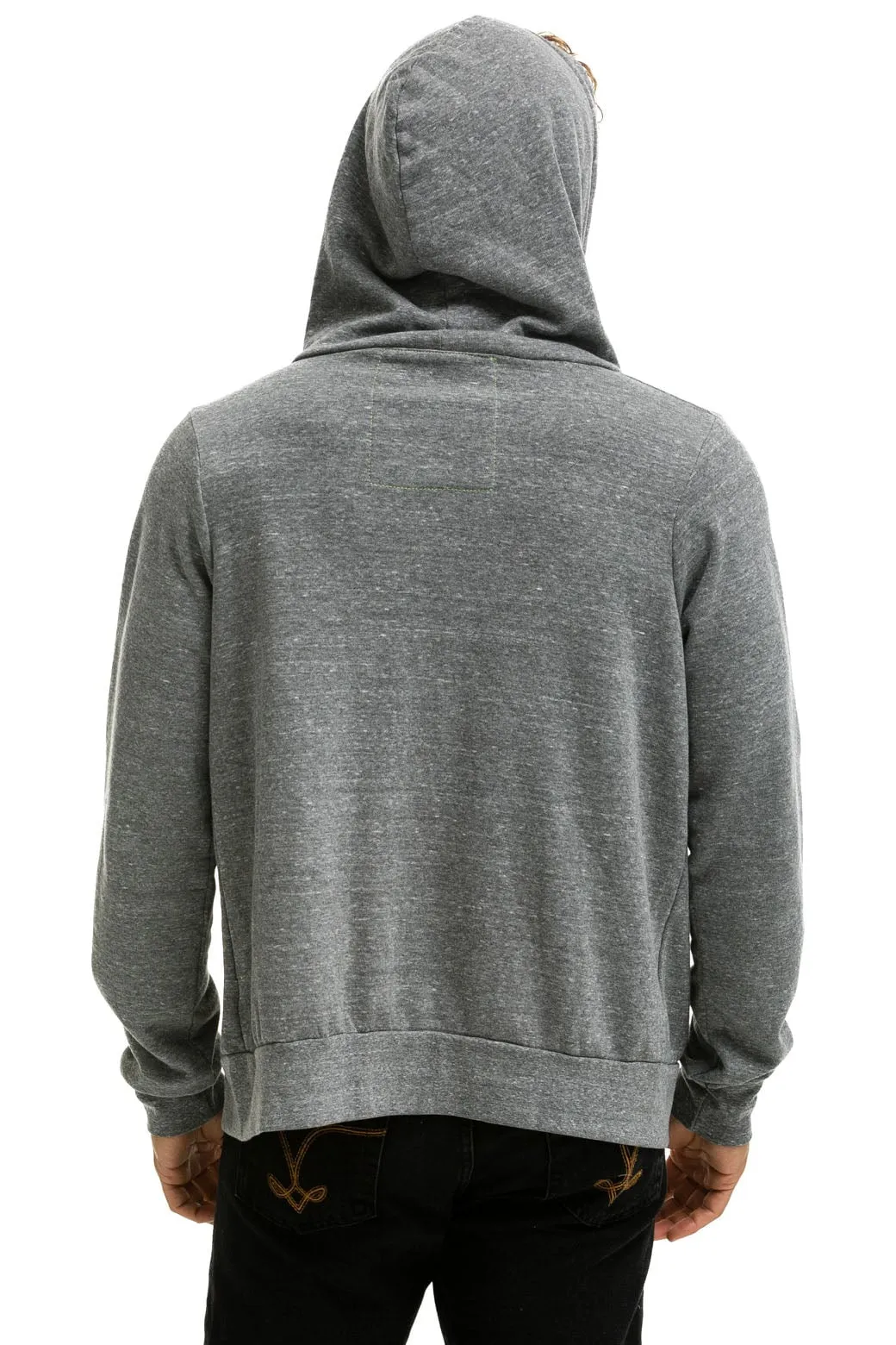 5 STRIPE HOODIE - HEATHER GREY // NEON RAINBOW