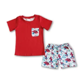 Aier Wholesale - Boys Spiderman 2 Piece Shirt and Short Set