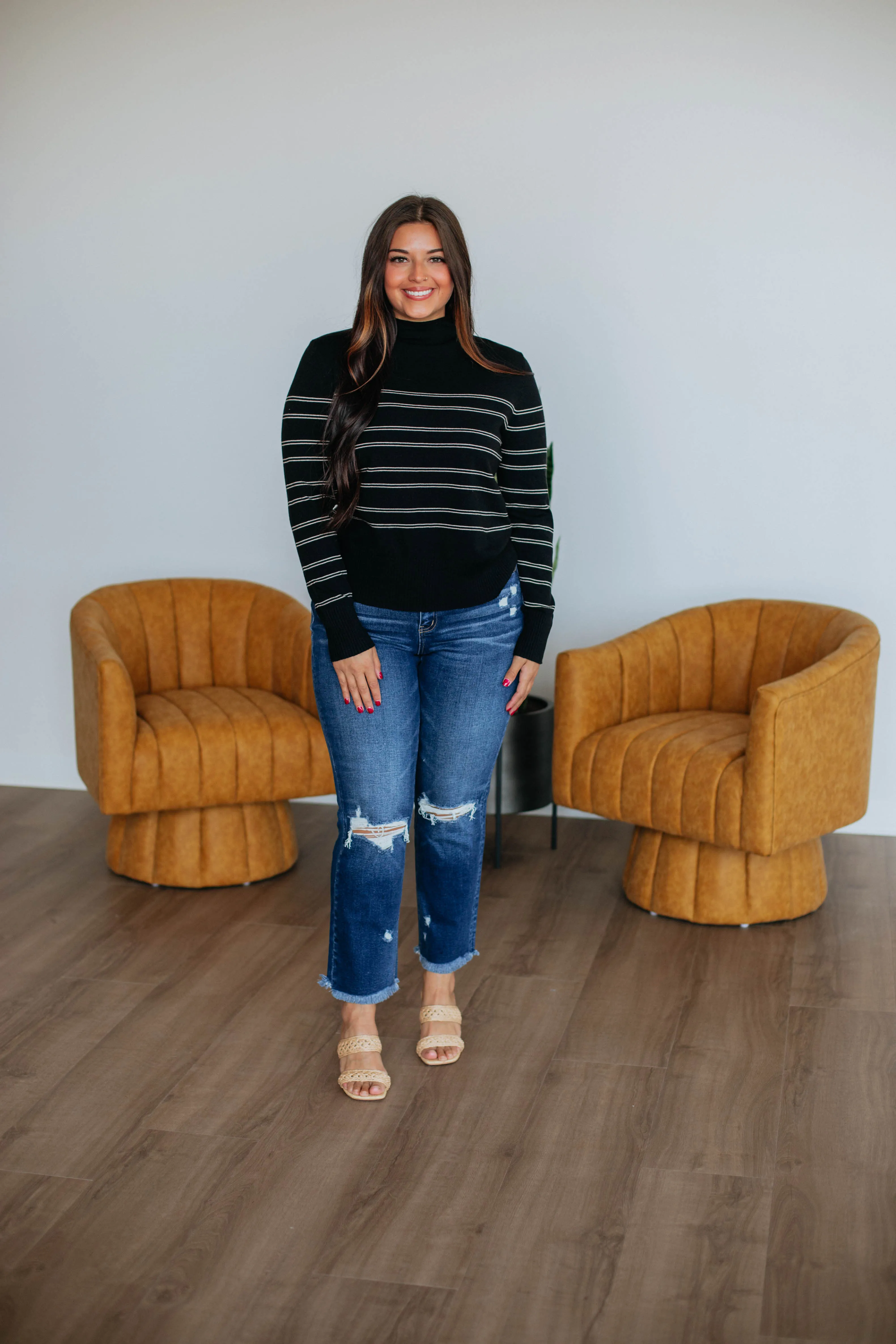 Alix Striped Sweater - Black