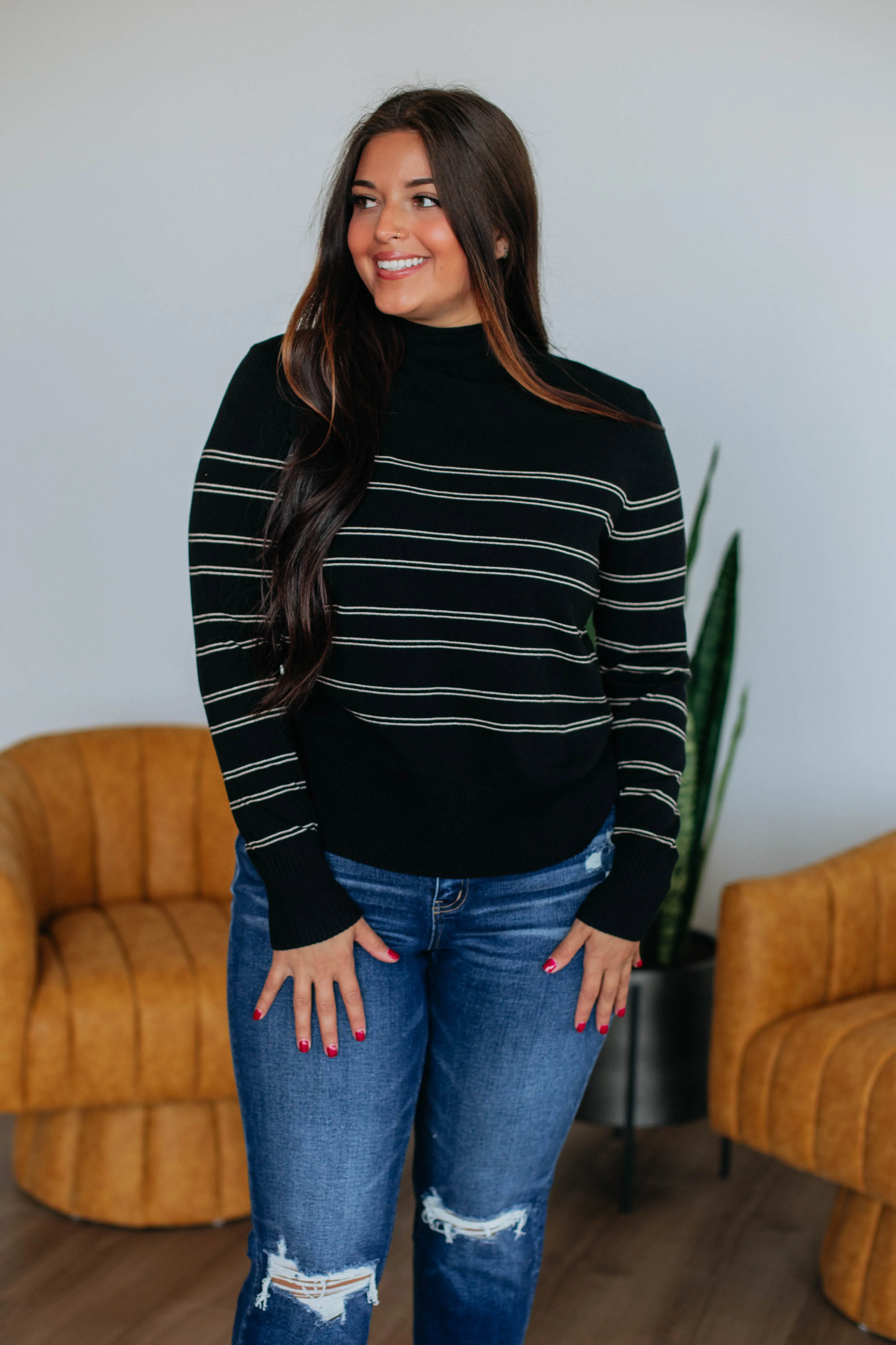 Alix Striped Sweater - Black