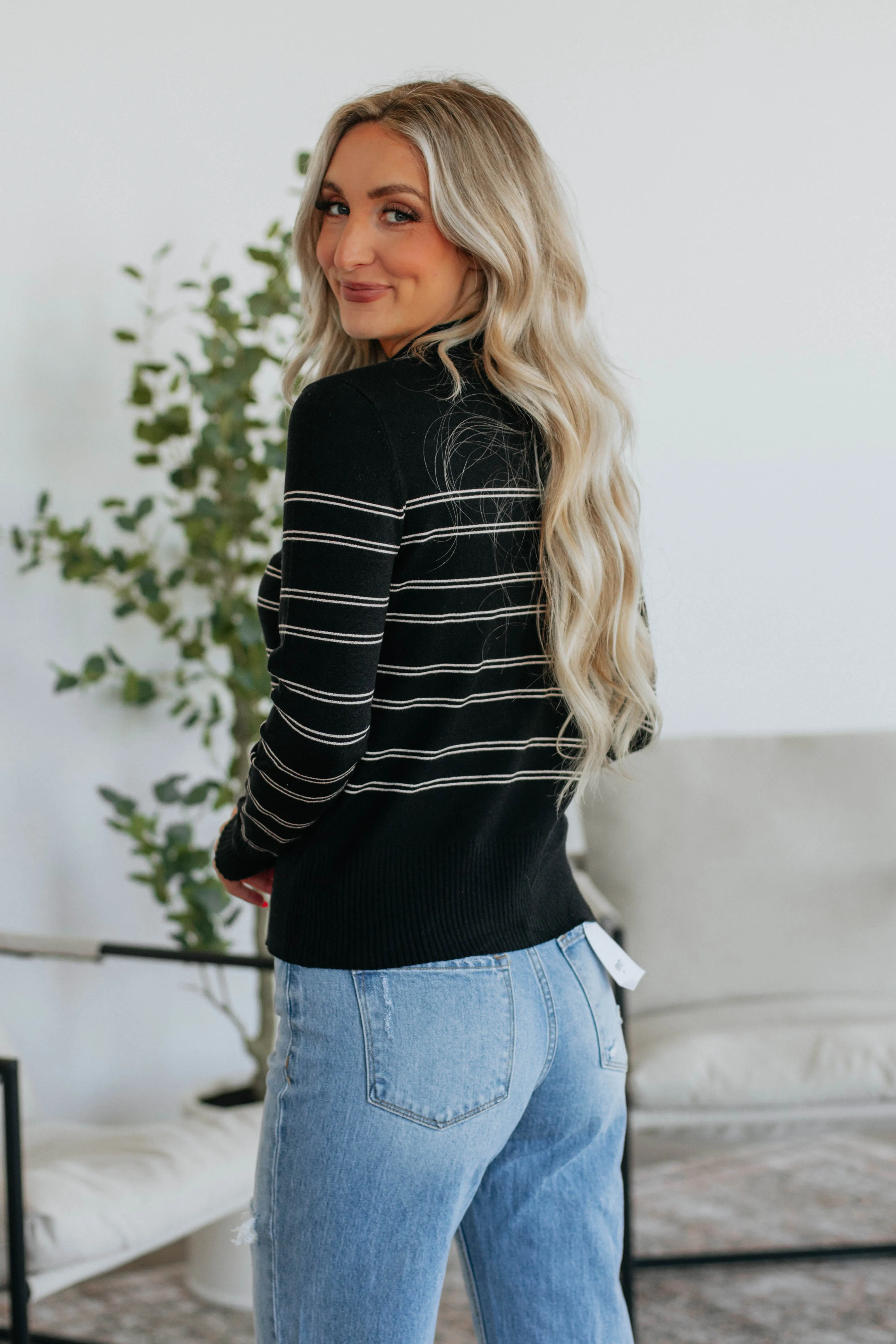 Alix Striped Sweater - Black