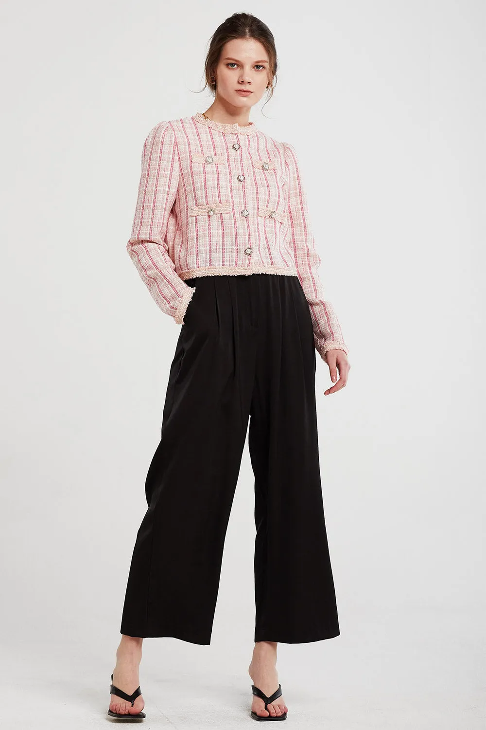Amaya Puff Sleeve Tweed Jacket