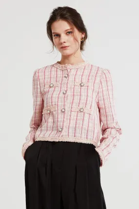 Amaya Puff Sleeve Tweed Jacket