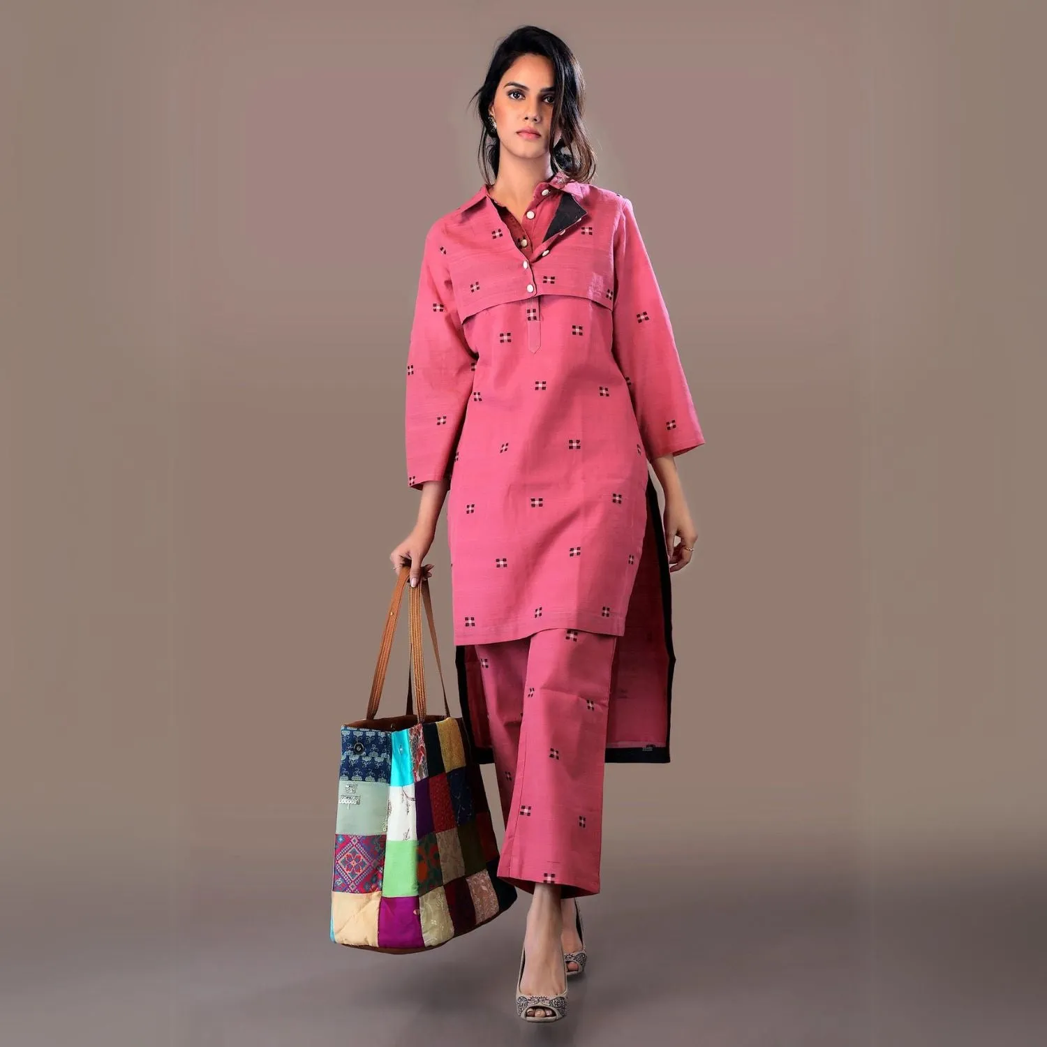 Asymmetric Cotton Co-ord Set | High-Low Tunic | Minimalistic Stylish | Everyday Wear