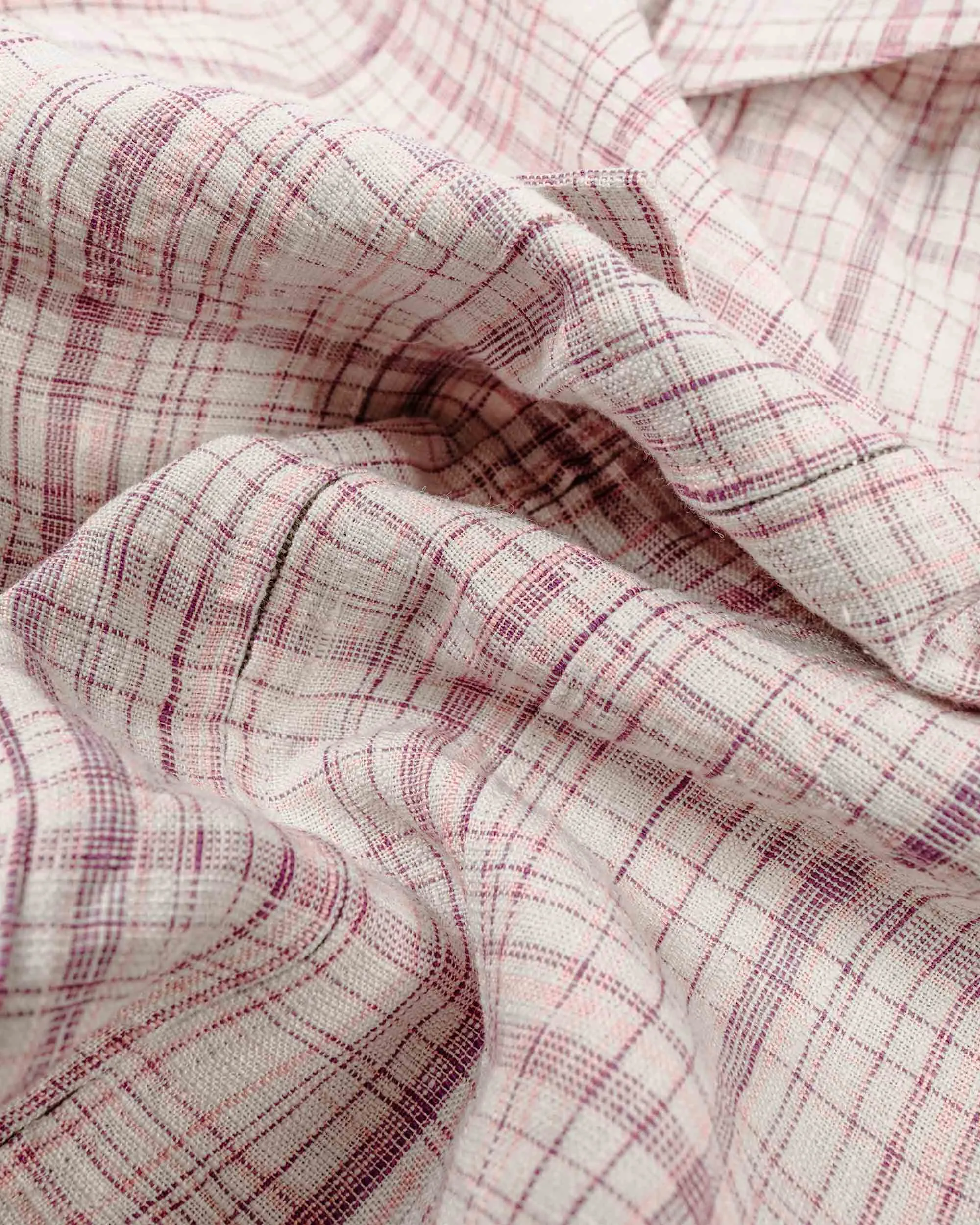 Auralee Linen Silk Check Zip Blouson White Purple Check