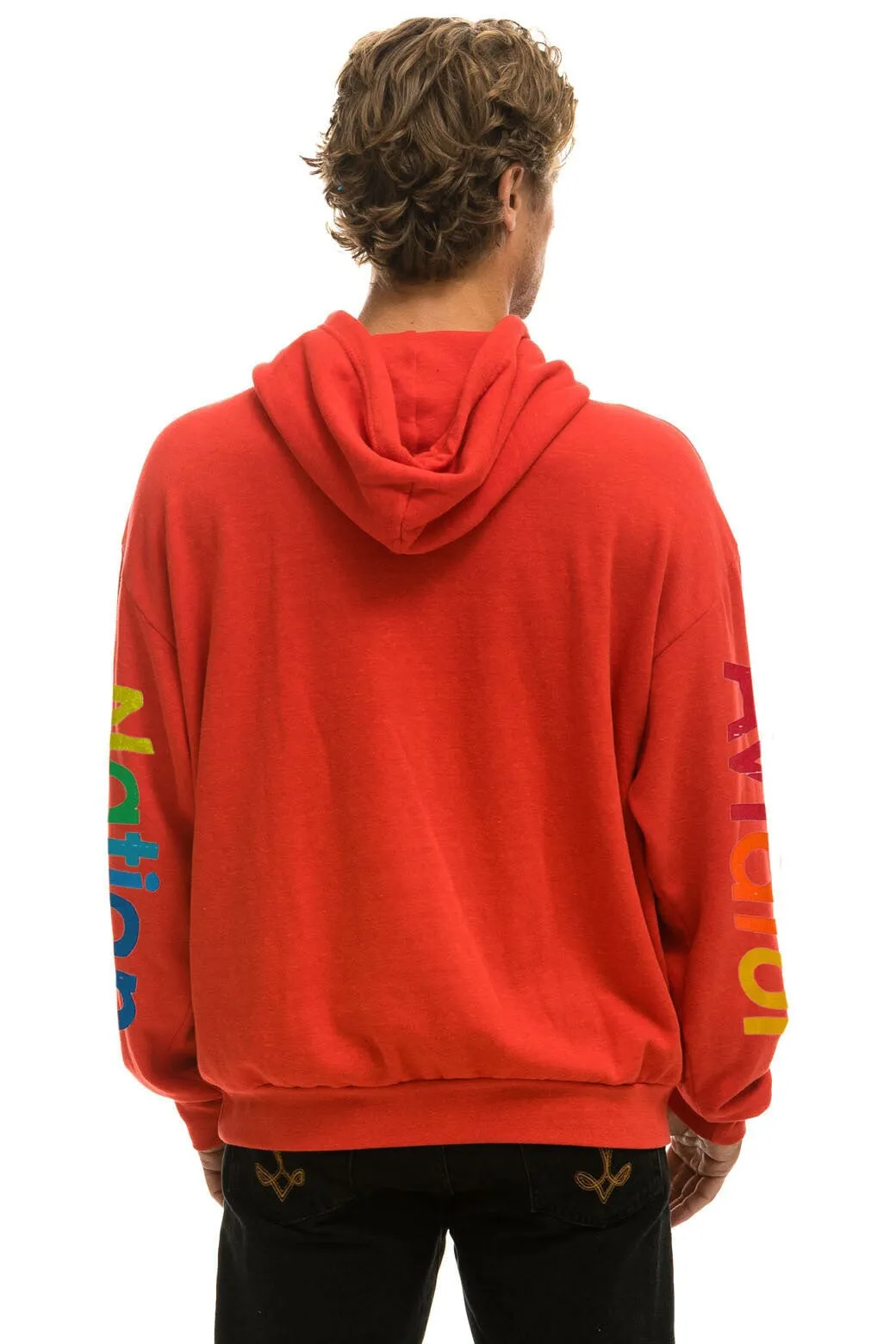 AVIATOR NATION HAIGHT ASHBURY RELAXED PULLOVER HOODIE - RED