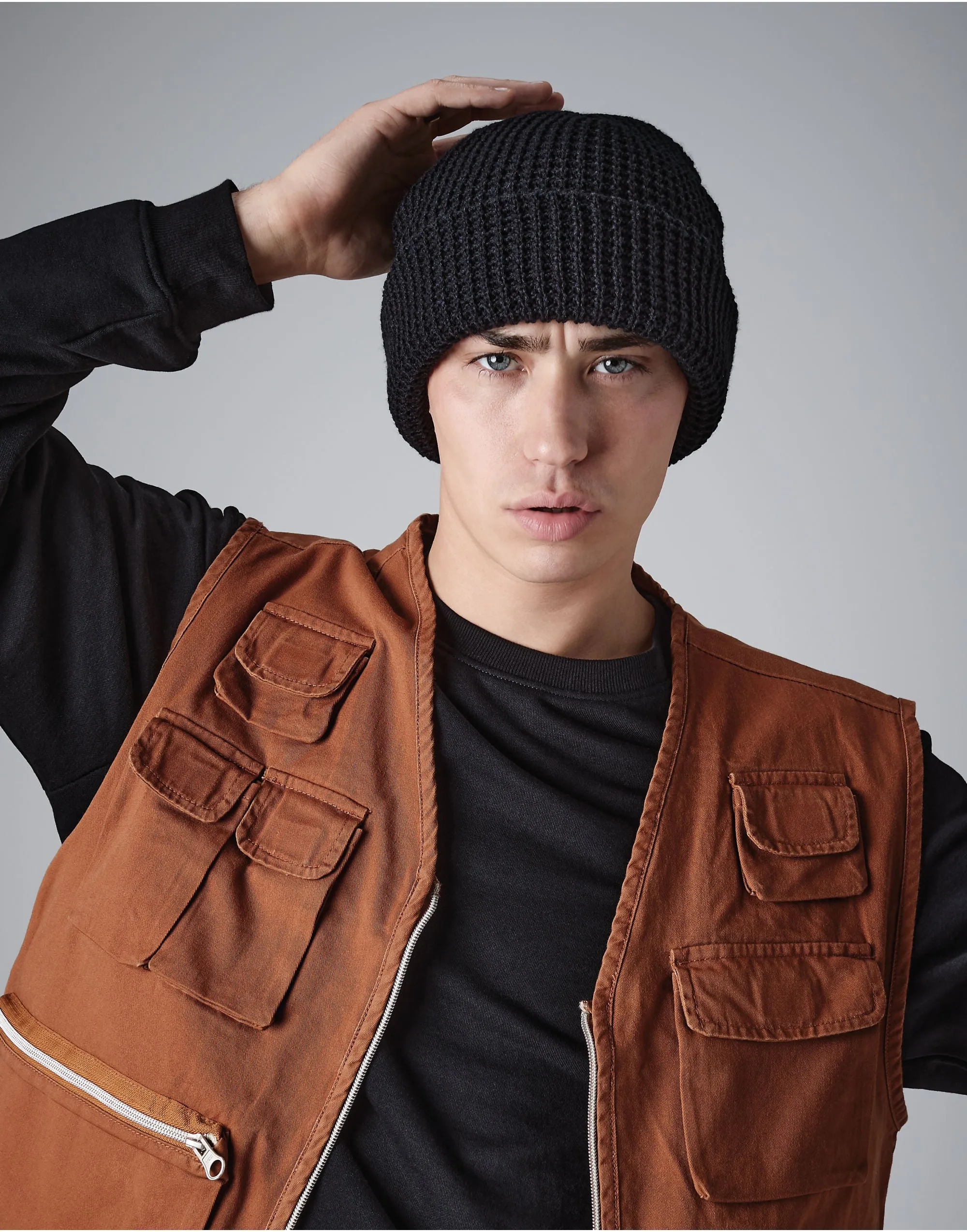 B422 Beechfield Classic Waffle Knit Beanie