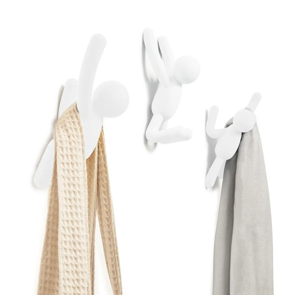 Buddy Hooks White - Set of 3