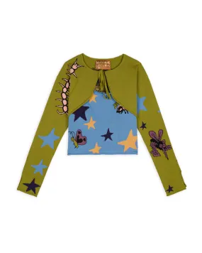 Buggin' Out Neppy Bolero Sleeve Cardigan & Top Set - Olive