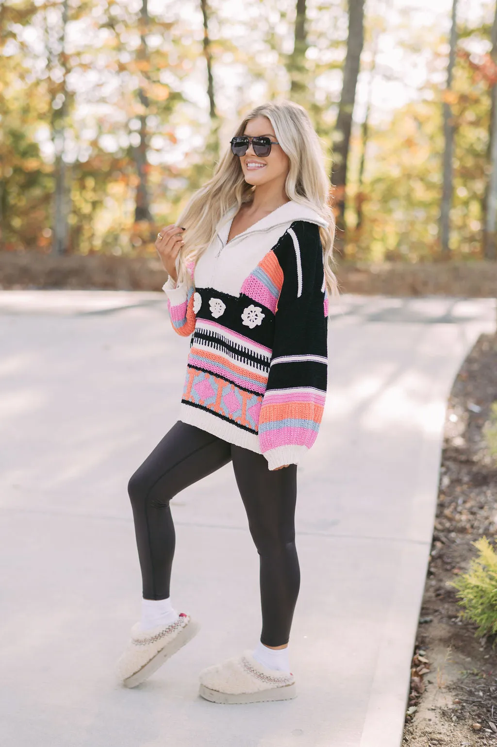 Chenille Quarter Zip Up Sweater