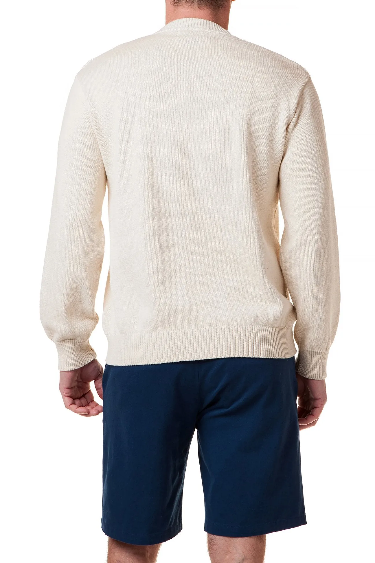 Crew Neck Sweater Cream With American Flag