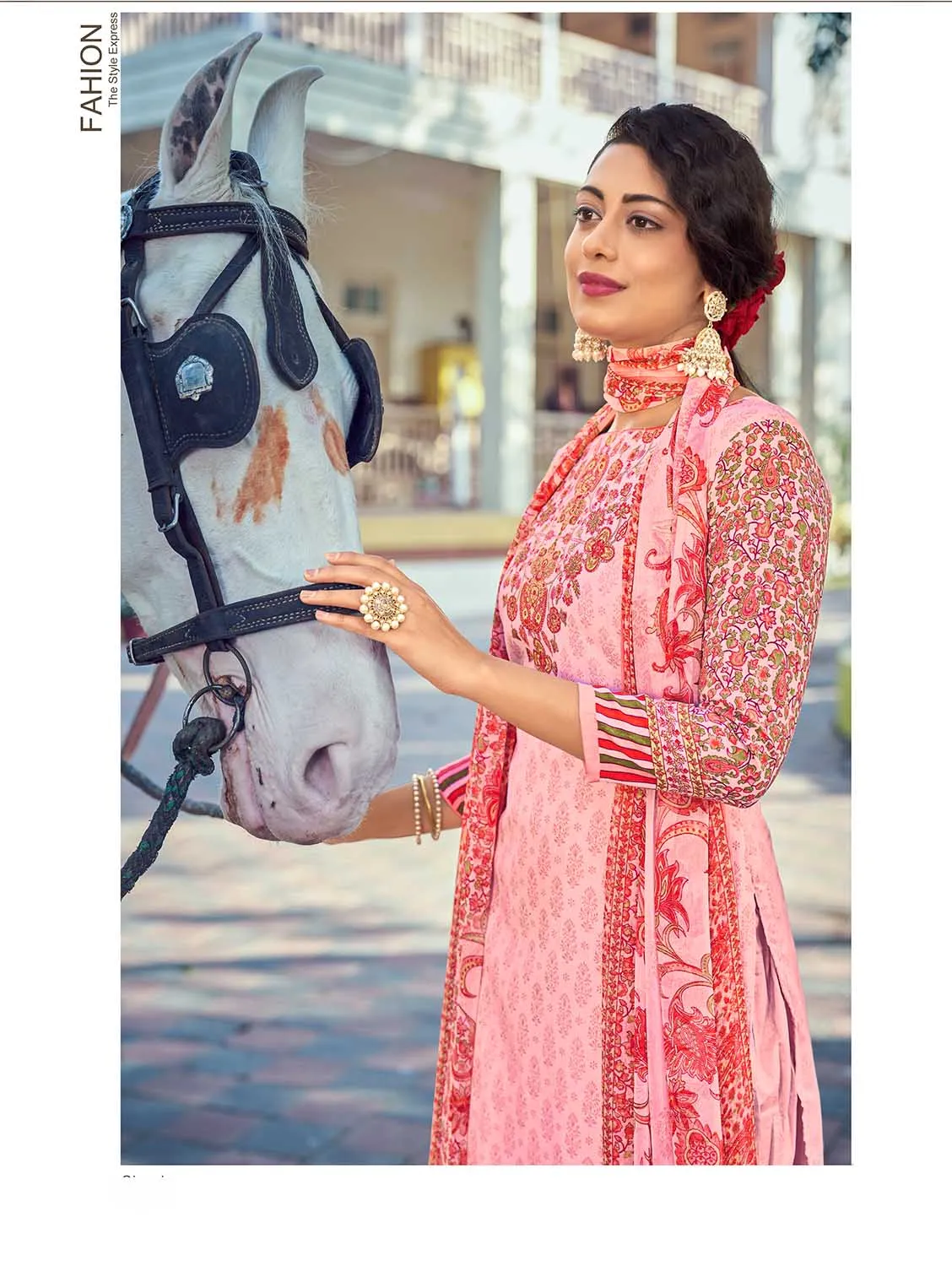 Daily Wear Unstitched Cotton Women Peach Suit Material