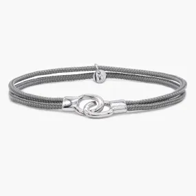 Double Sailing Cord Bracelet With Silver Lock (Grey)