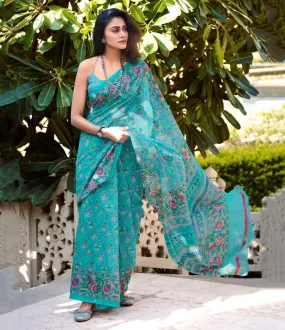 Fancy Printed Daily Wear Sonakshi Silk Blue Sarees