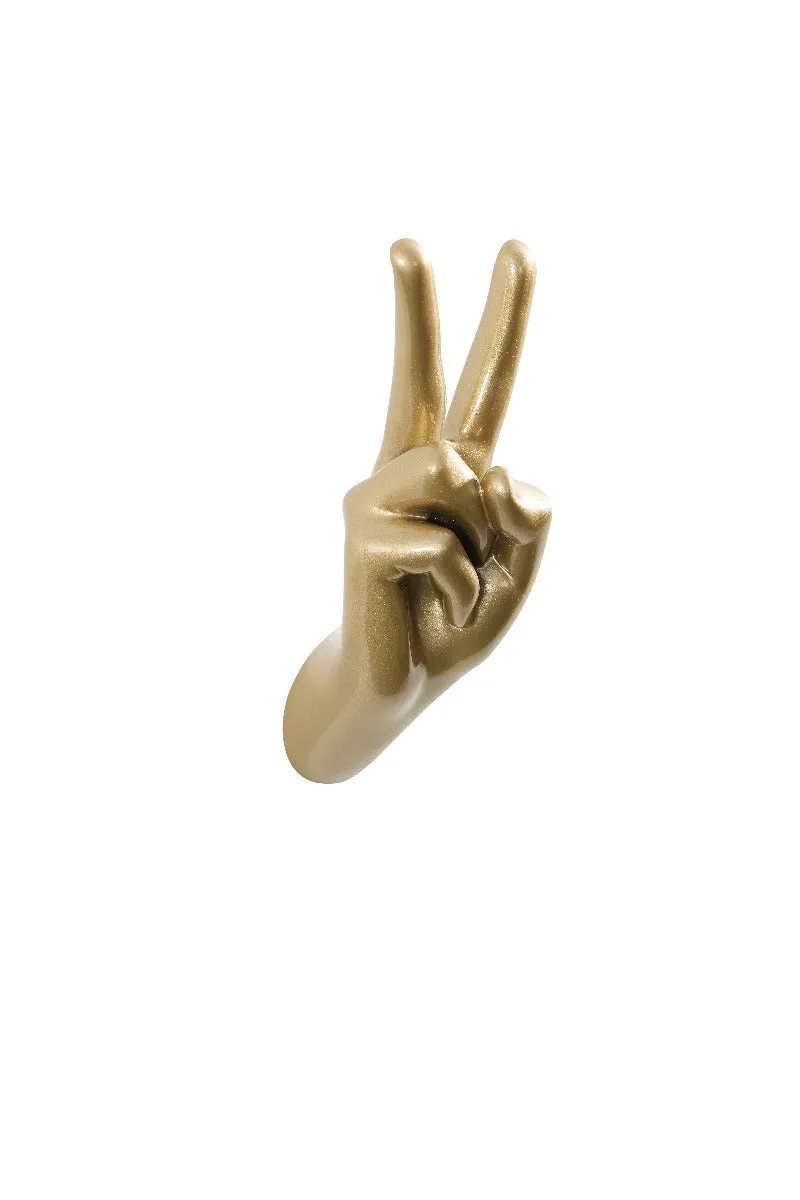Gold Peace Hand Wall Art & Coat Hook