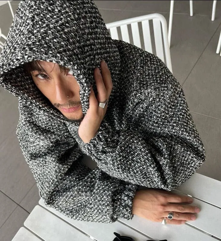 GS No. 85 Tweed Loose Hoodie