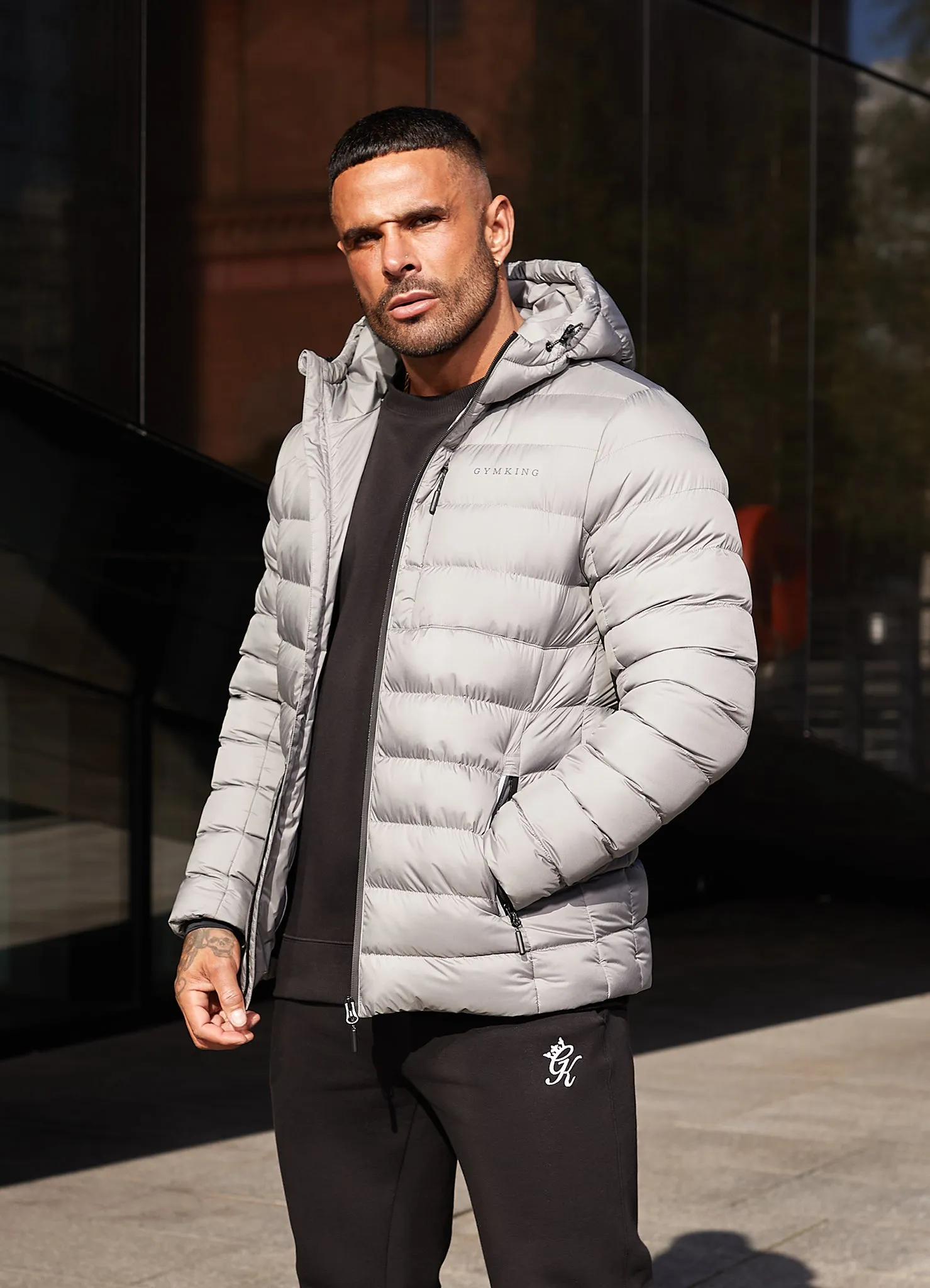Gym King Reflect Puffer Jacket - Light Grey