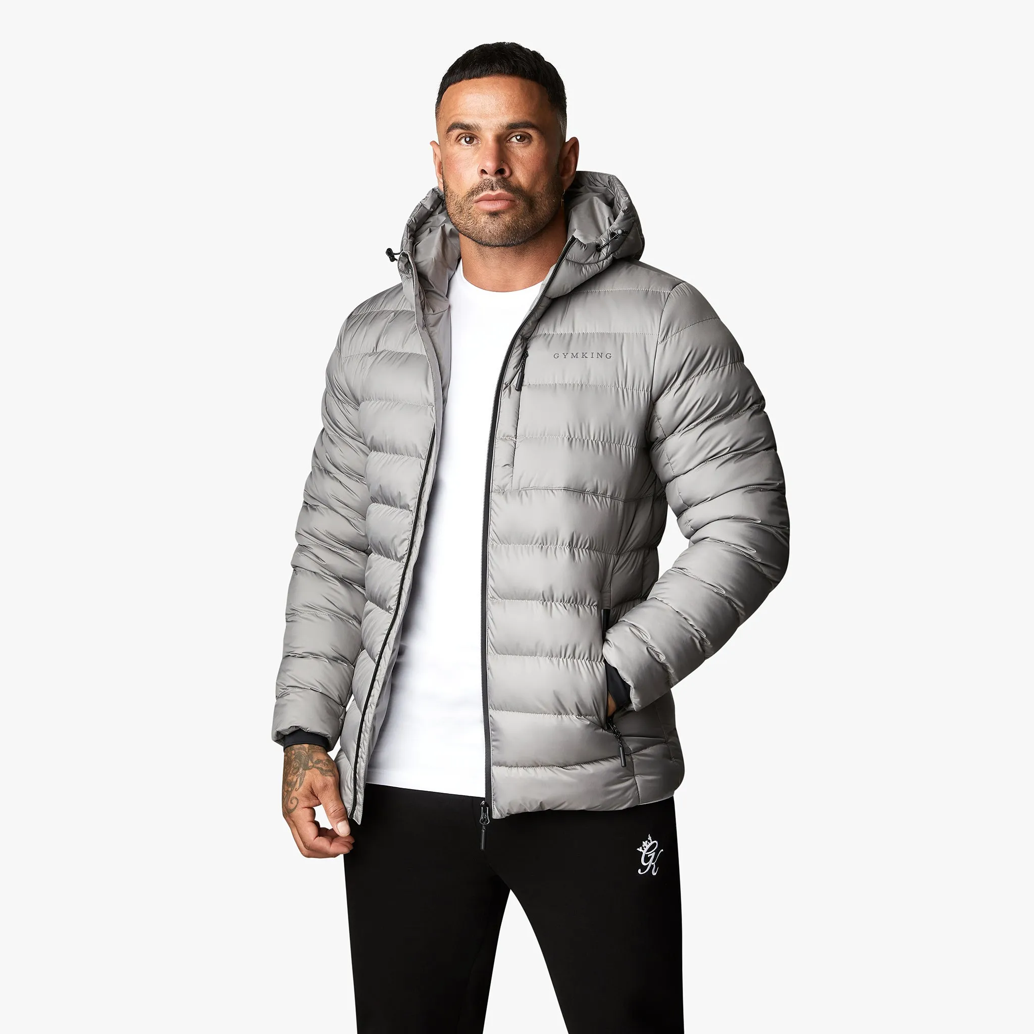 Gym King Reflect Puffer Jacket - Light Grey