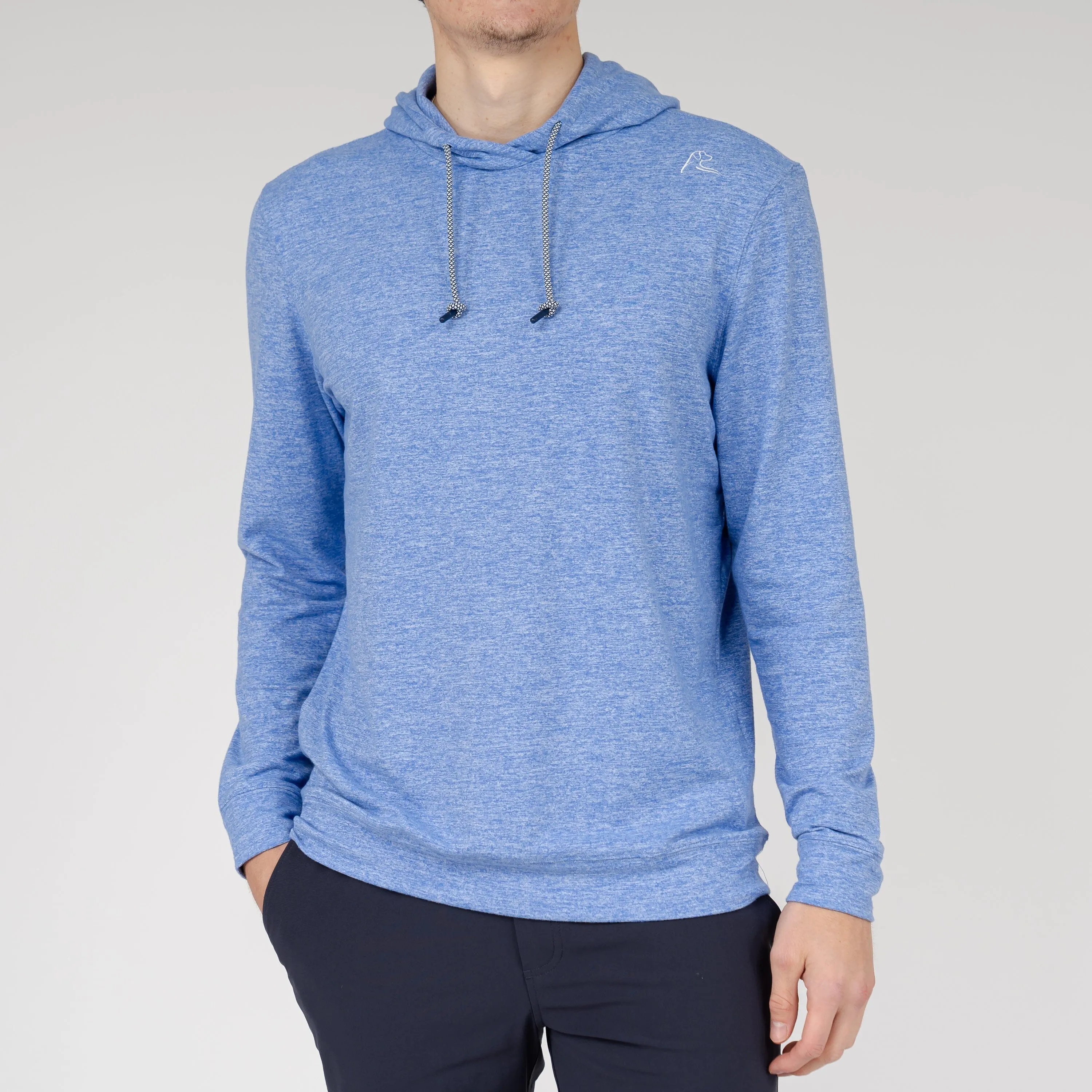 Hesi Performance Hoodie | Heather - Bunker Blue/White