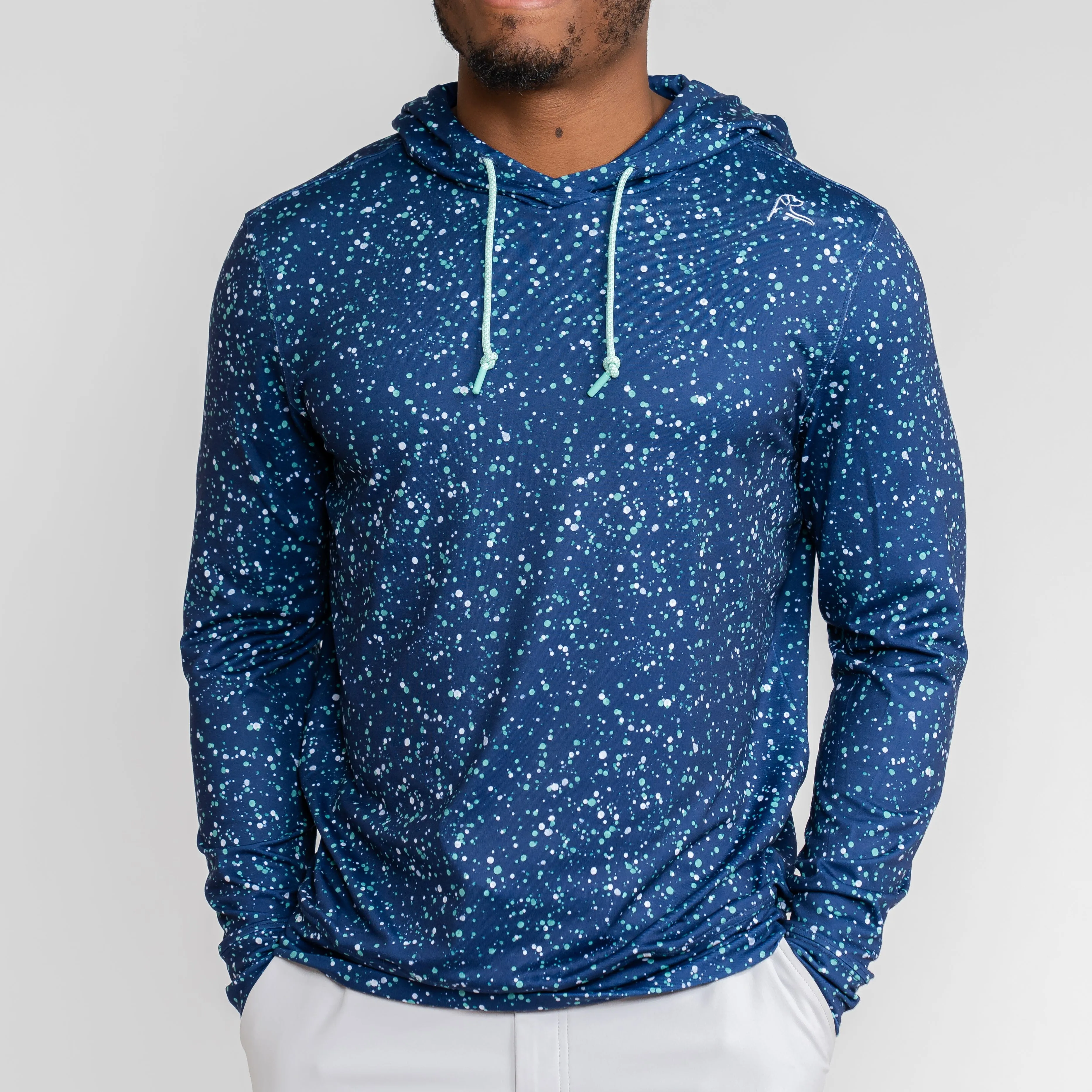 Hesi Performance Hoodie | The Bootleg Splatter - Admiral Navy/Mint Green