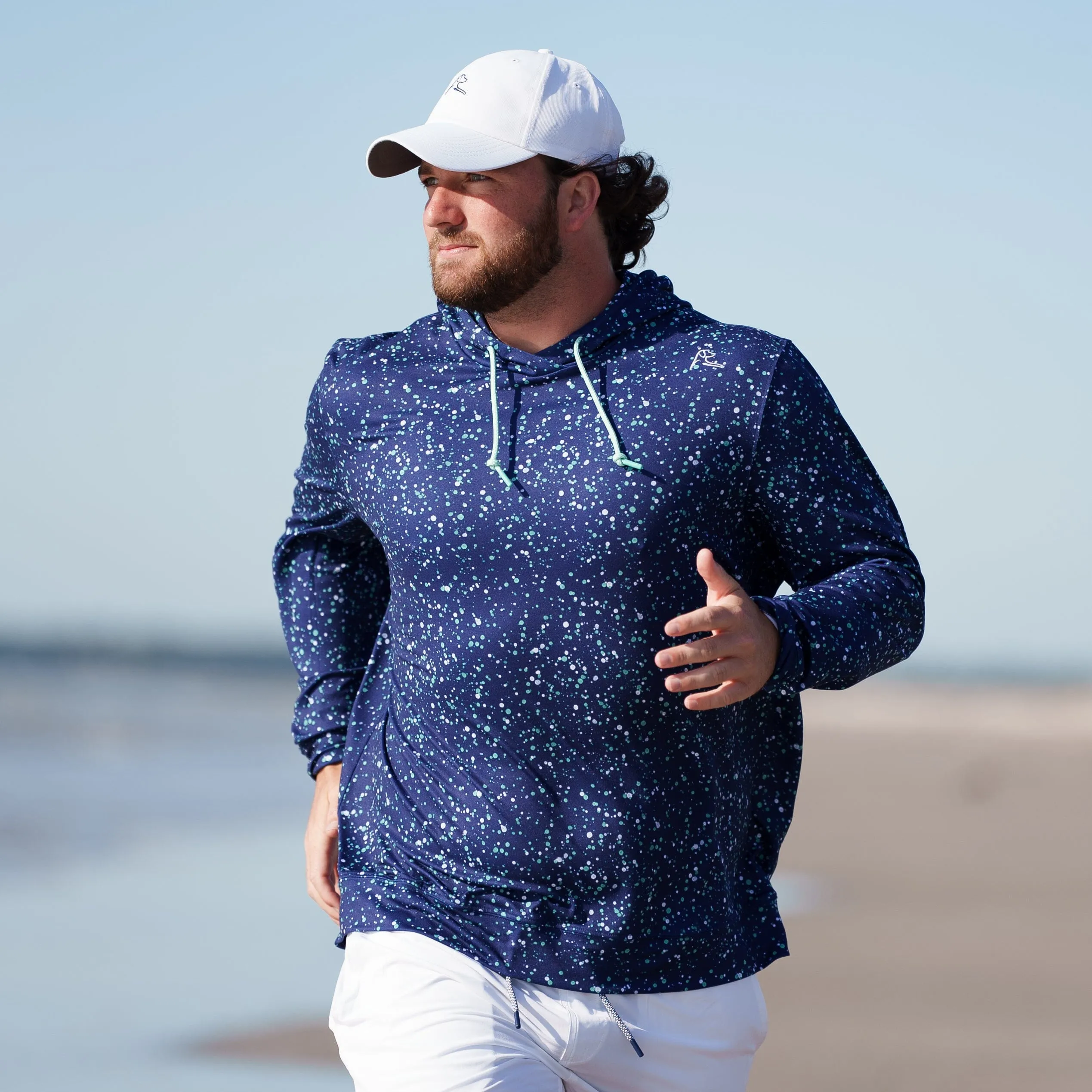 Hesi Performance Hoodie | The Bootleg Splatter - Admiral Navy/Mint Green