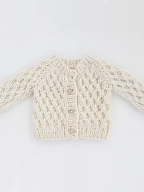 Huggalugs Waffle Cardigan Sweater Natural