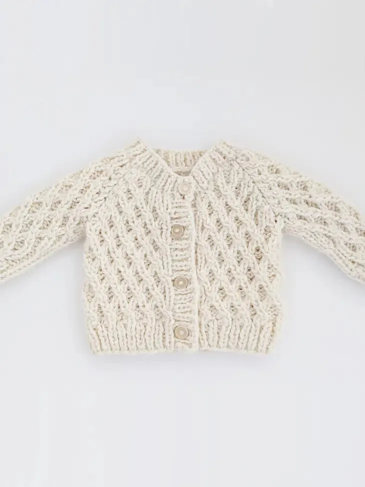 Huggalugs Waffle Cardigan Sweater Natural