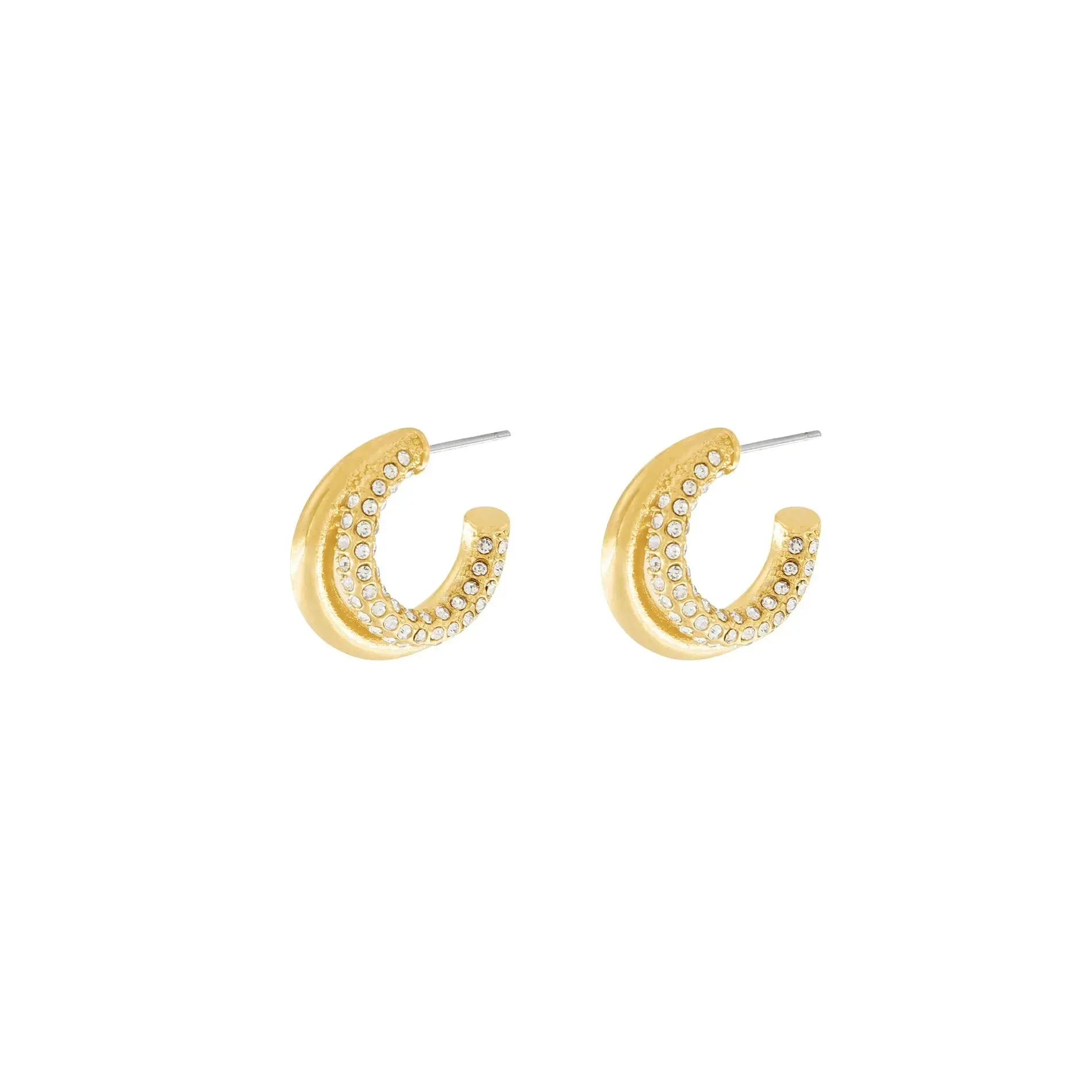 Joy Waterproof Clear CZ Double Hoop Earring 18K Gold Plating