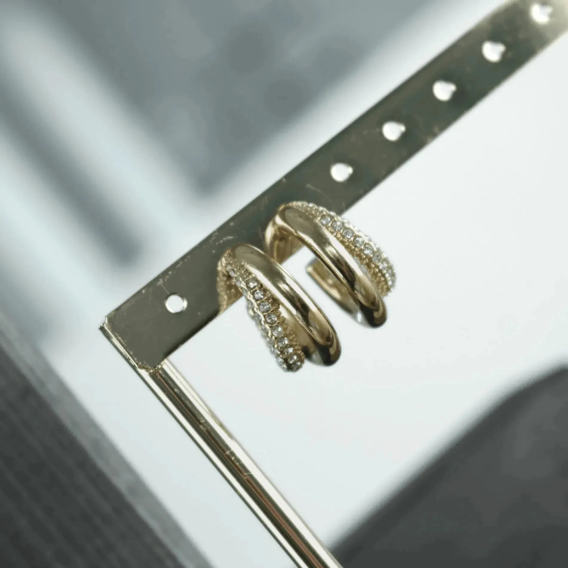 Joy Waterproof Clear CZ Double Hoop Earring 18K Gold Plating