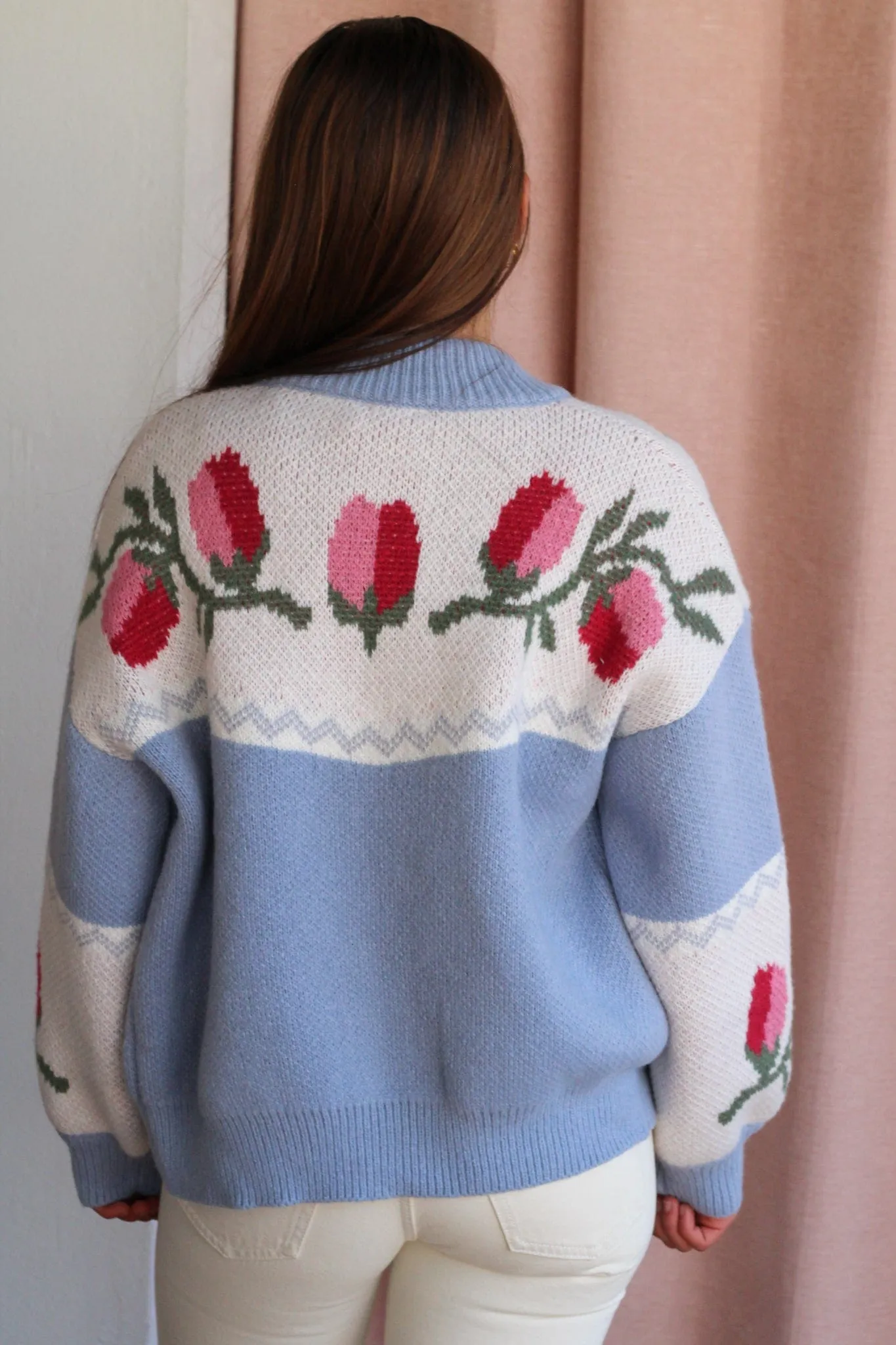 Long Sleeve Floral Sweater Jacket