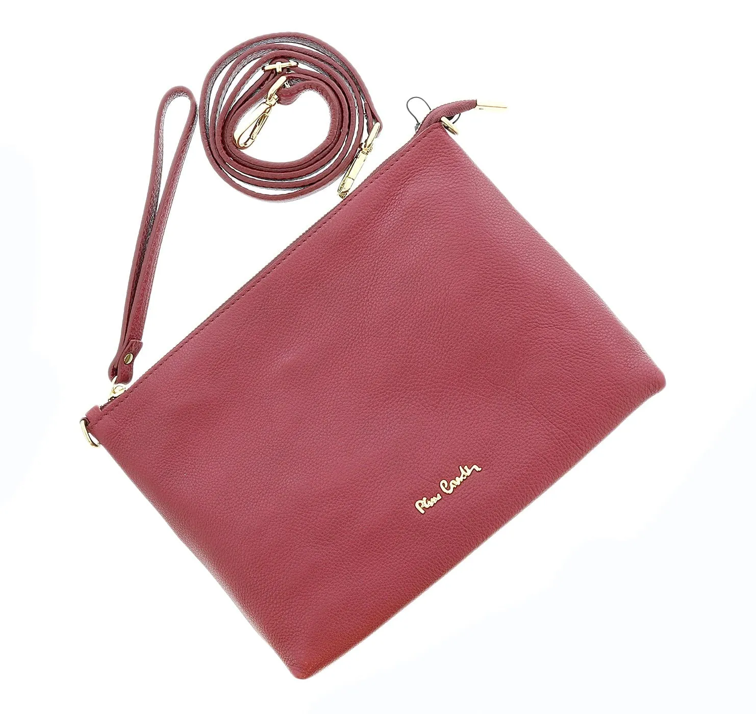 Pierre Cardin Cherry Leather Simple Everyday Small Clutch Crossbody Pouch