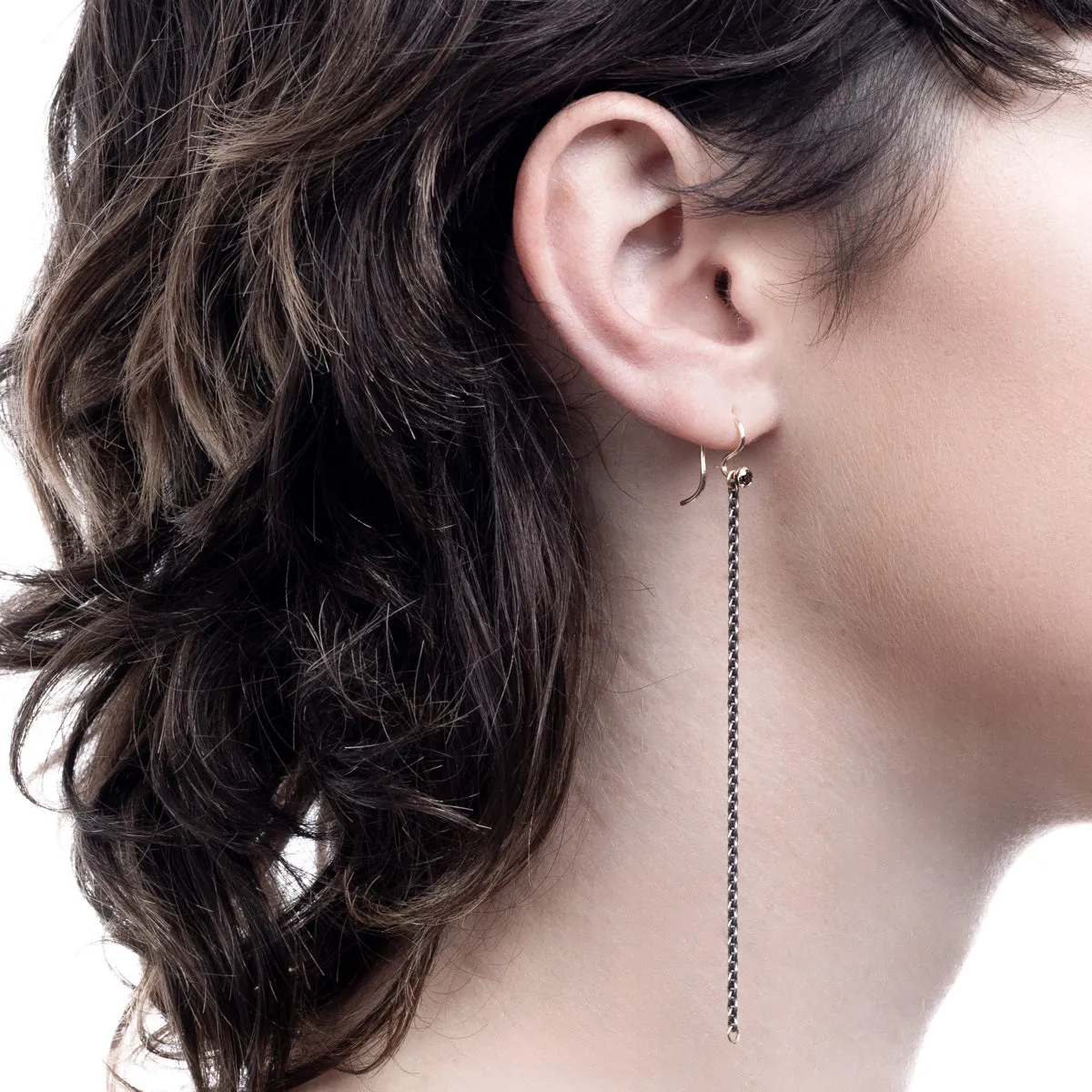 "Drosera"  Black Diamond Chain Earinng