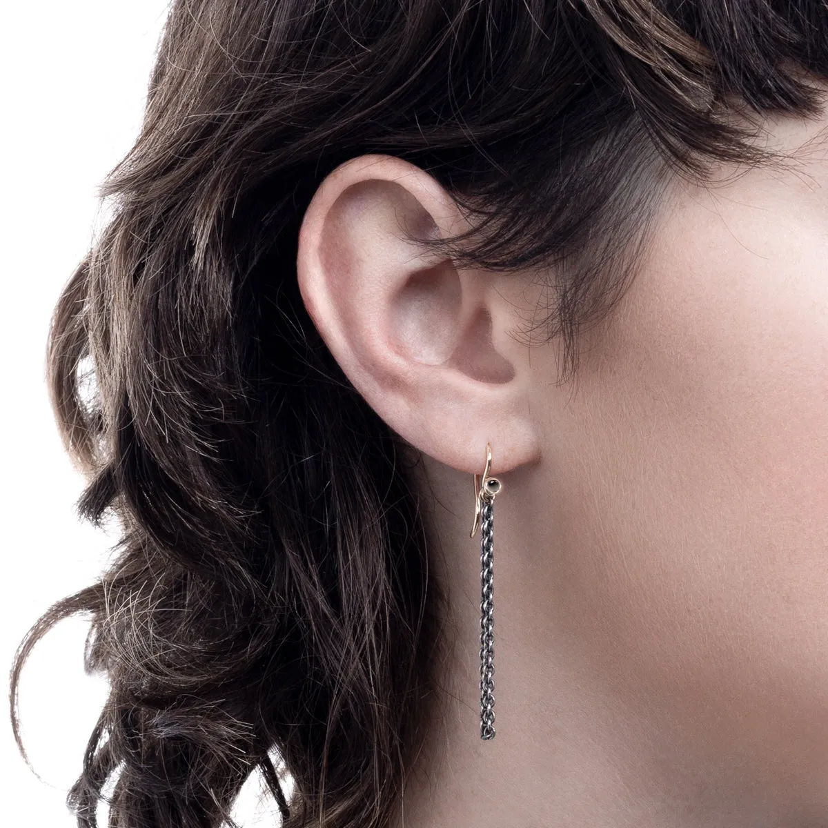 "Drosera"  Black Diamond Chain Earinng