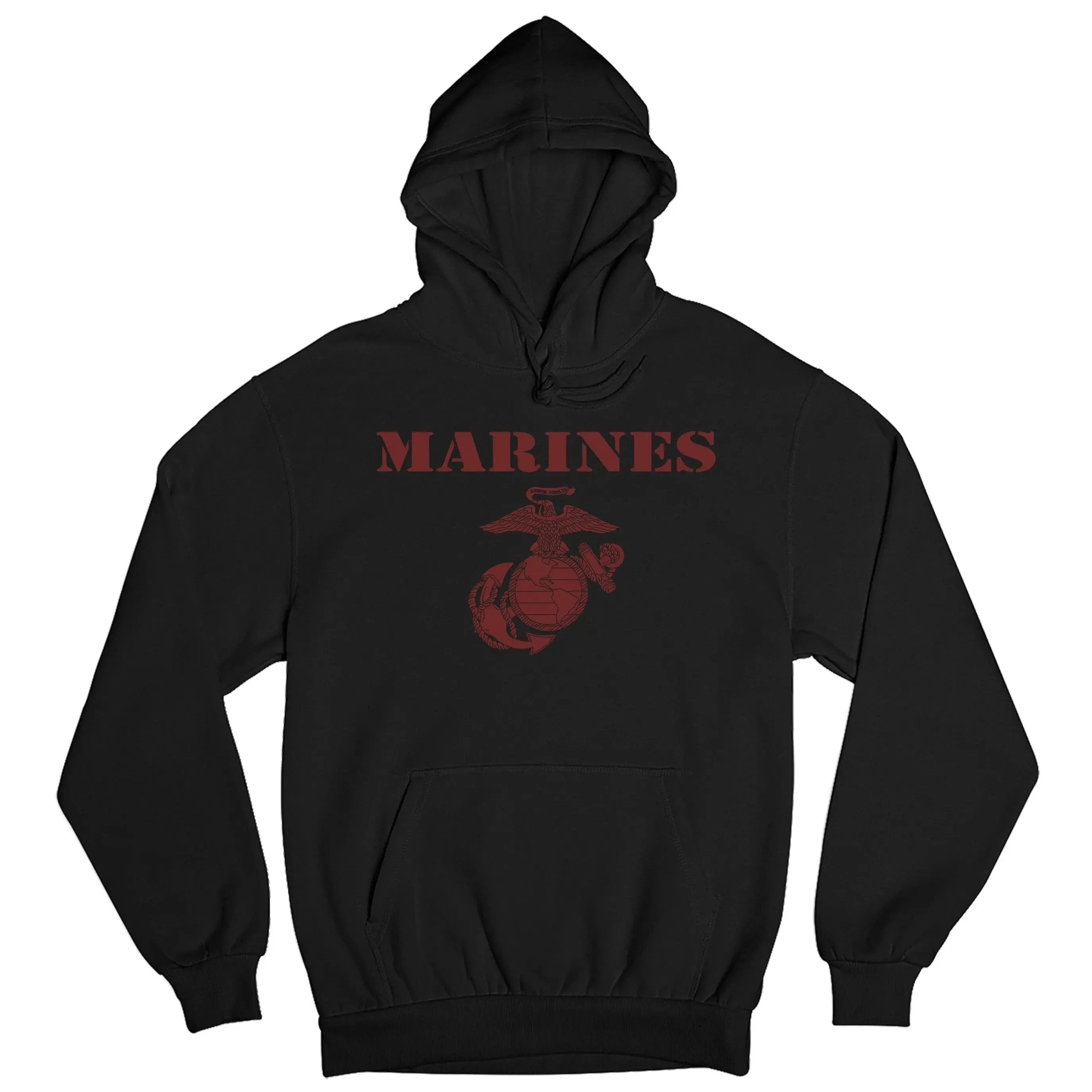 Red on Black Vintage Marines Hoodie