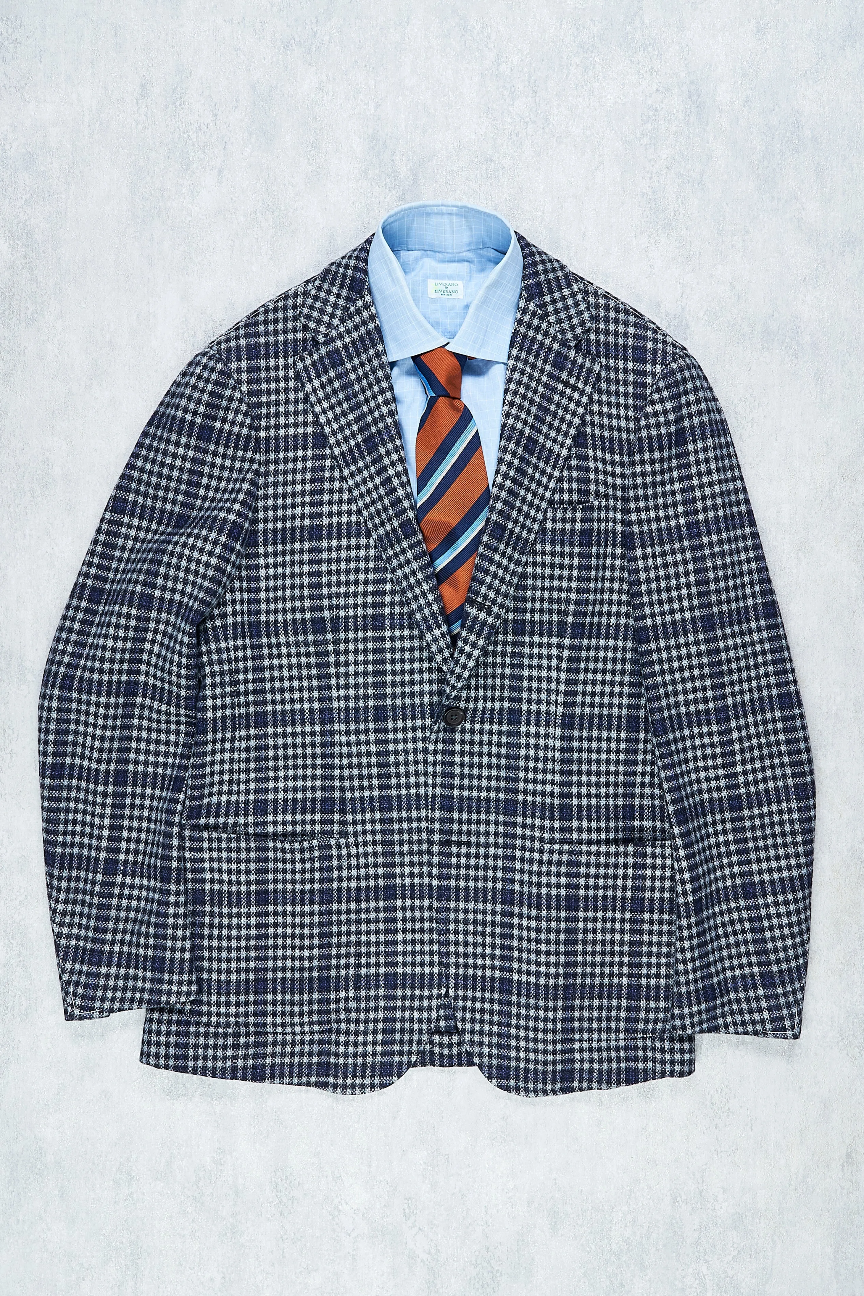 Luxury Ring Jacket 278 Navy & White Prince of Wales Check Wool-Silk Sport Coat