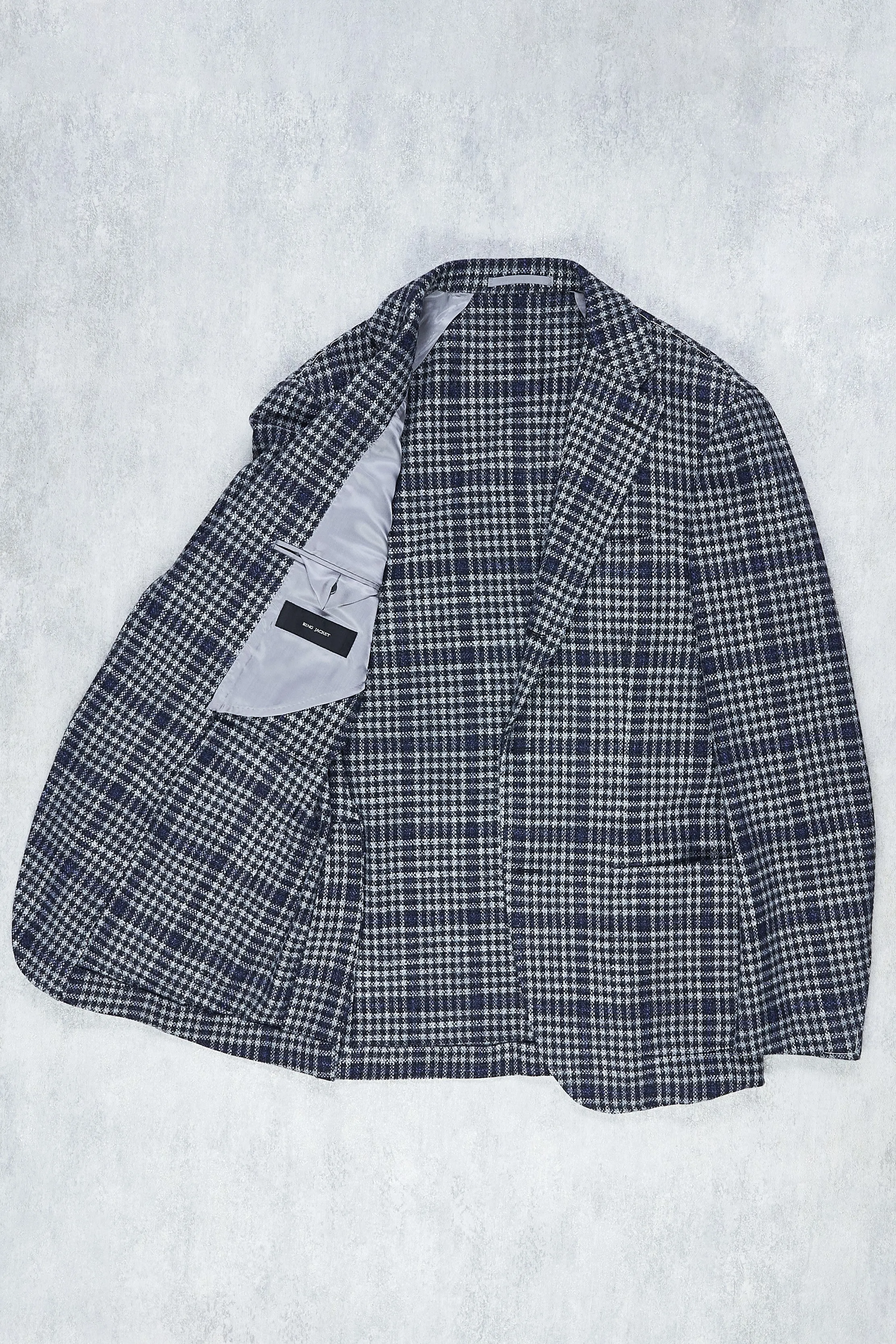 Luxury Ring Jacket 278 Navy & White Prince of Wales Check Wool-Silk Sport Coat