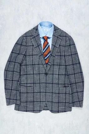 Luxury Ring Jacket 278 Navy & White Prince of Wales Check Wool-Silk Sport Coat
