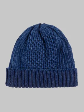Rototo Aran Cable Indigo Watch Cap Dark Denim