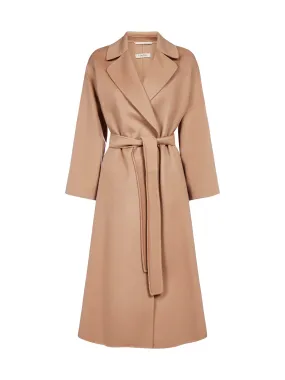 Elegant S Max Mara Elena Wool Wrap Coat in Classic Camel Color