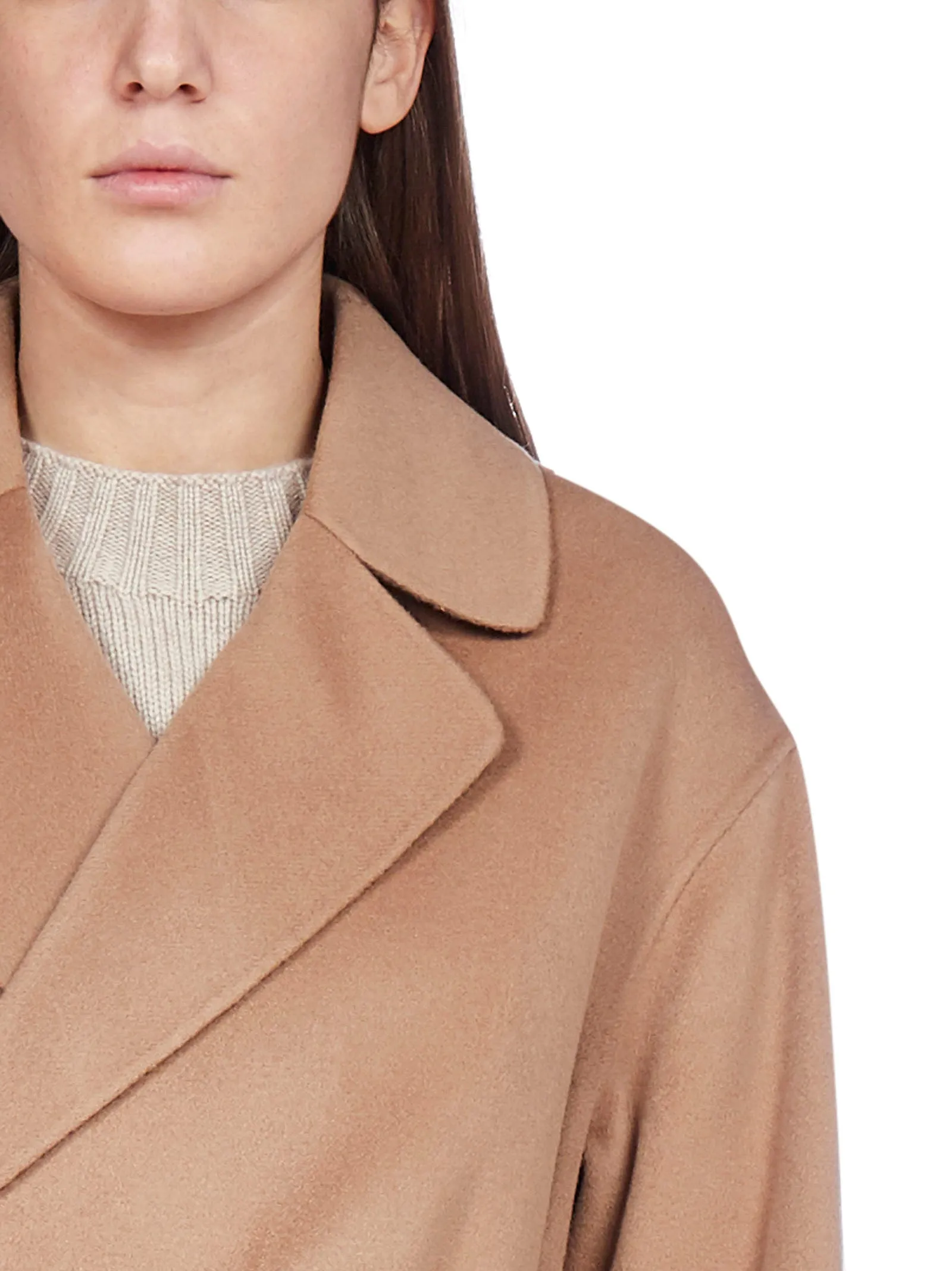 Elegant S Max Mara Elena Wool Wrap Coat in Classic Camel Color